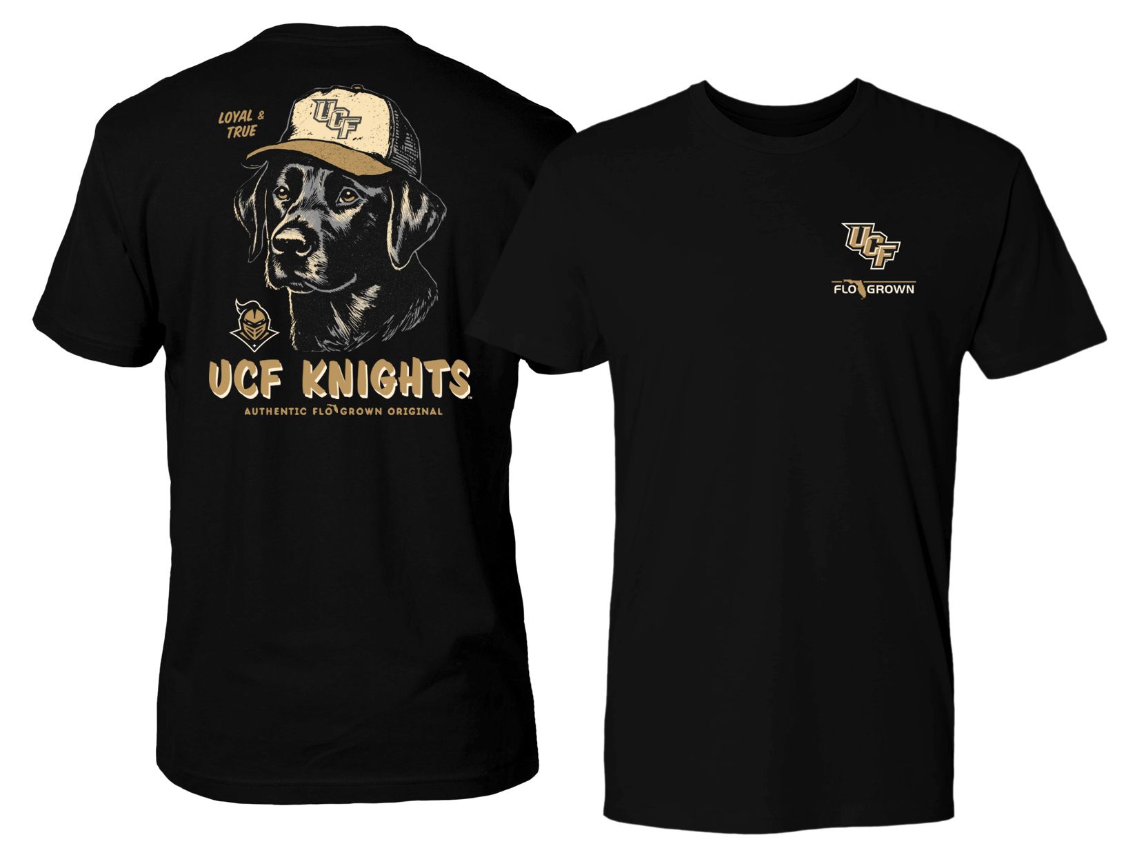 FloGrown Men's UCF Knights Black Loyal And True Dog T-Shirt