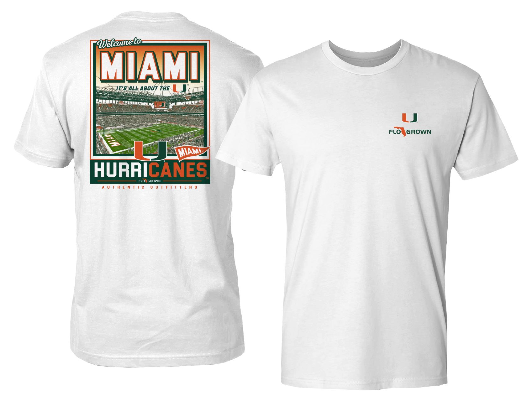 FloGrown Men's Miami Hurricanes White Stadium Gameday T-Shirt