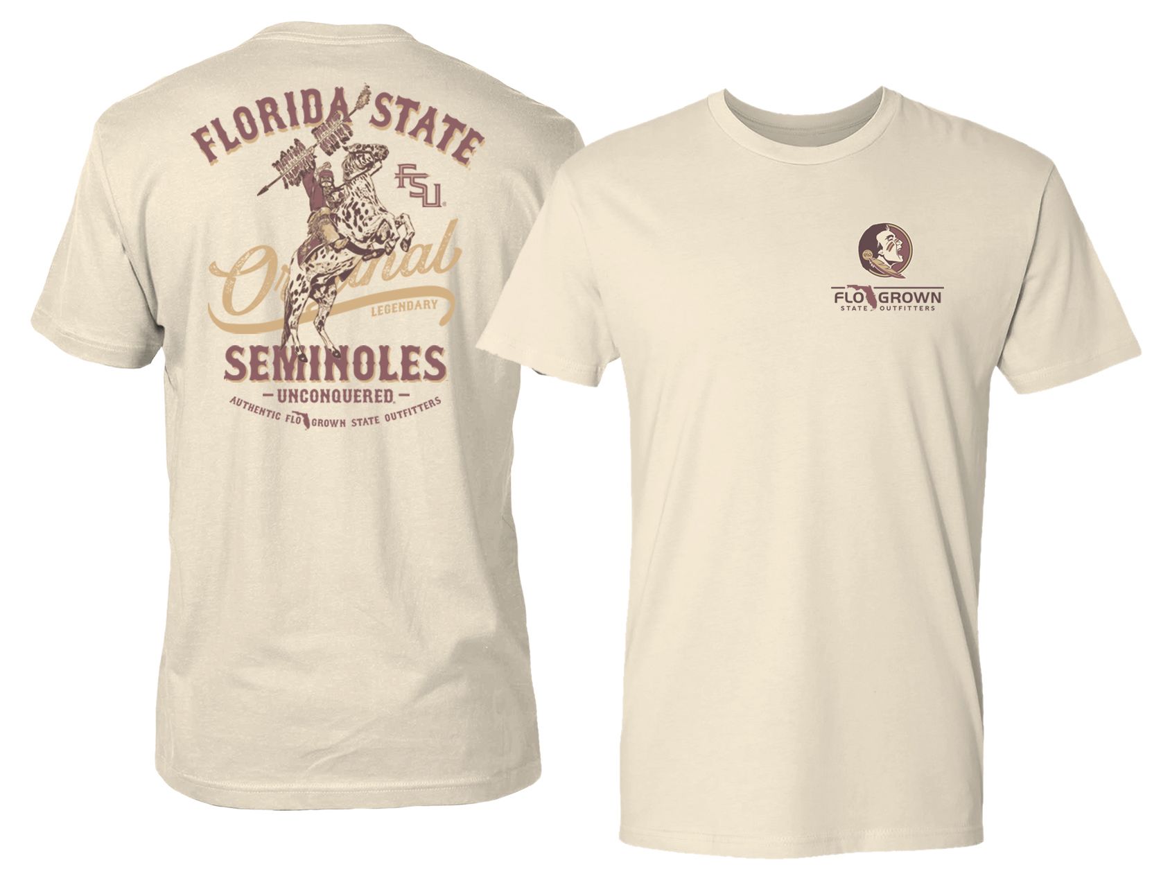 FloGrown Men's Florida State Seminoles Natural Vintage Mascot T-Shirt