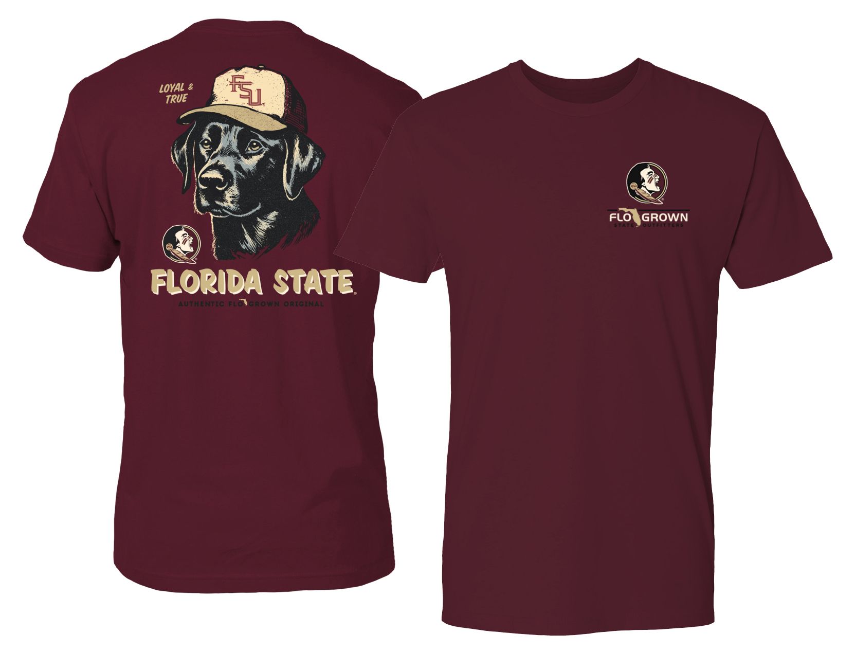 FloGrown Men's Florida State Seminoles Garnet Loyal And True Dog T-Shirt