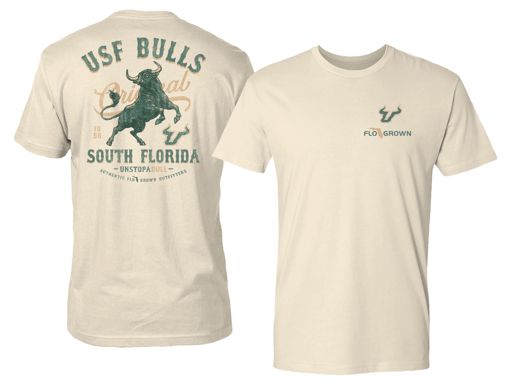 FloGrown Men's South Florida Bulls Natural Vintage Mascot T-Shirt