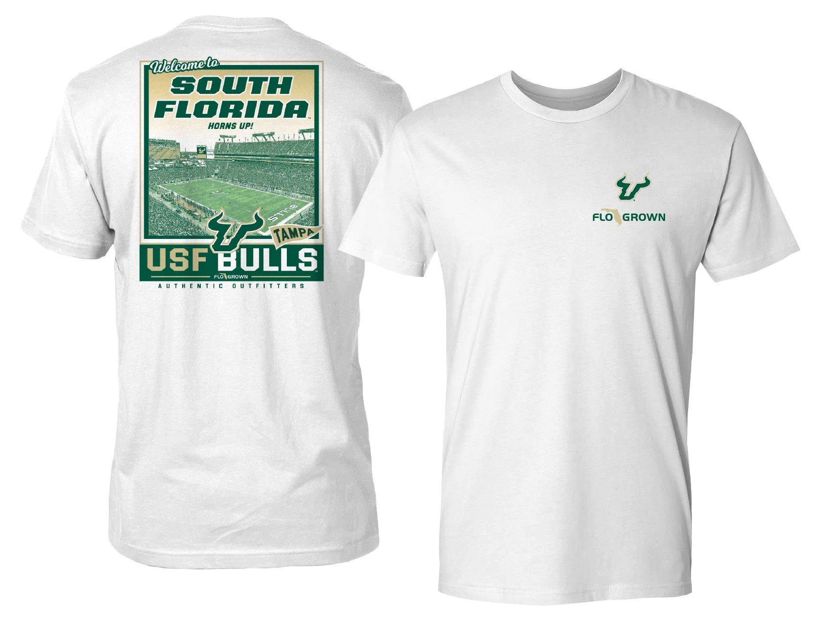 FloGrown Men's South Florida Bulls White Stadium Gameday T-Shirt