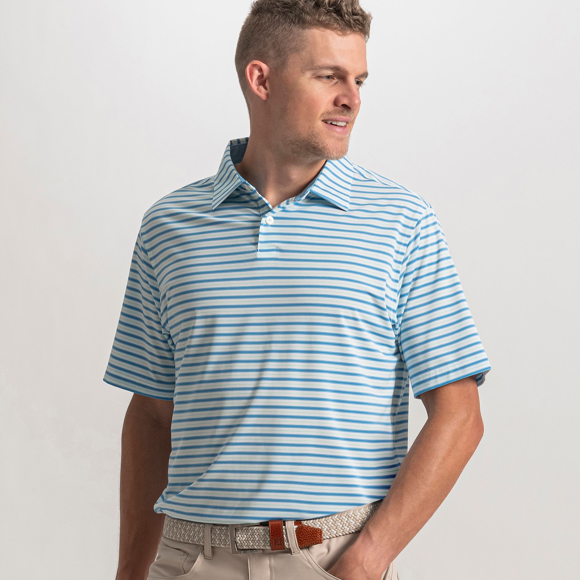 FootJoy Men's Pinstripe Pop Stripe Lise Golf Polo