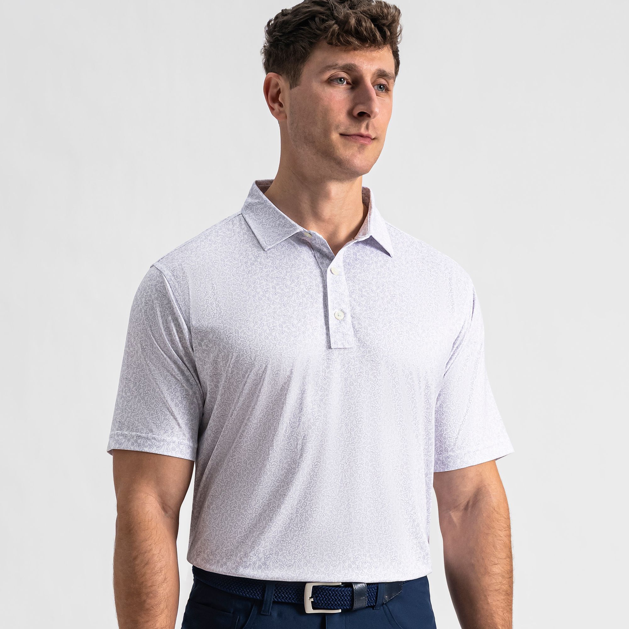 FootJoy Men's Linework Floral Golf Polo