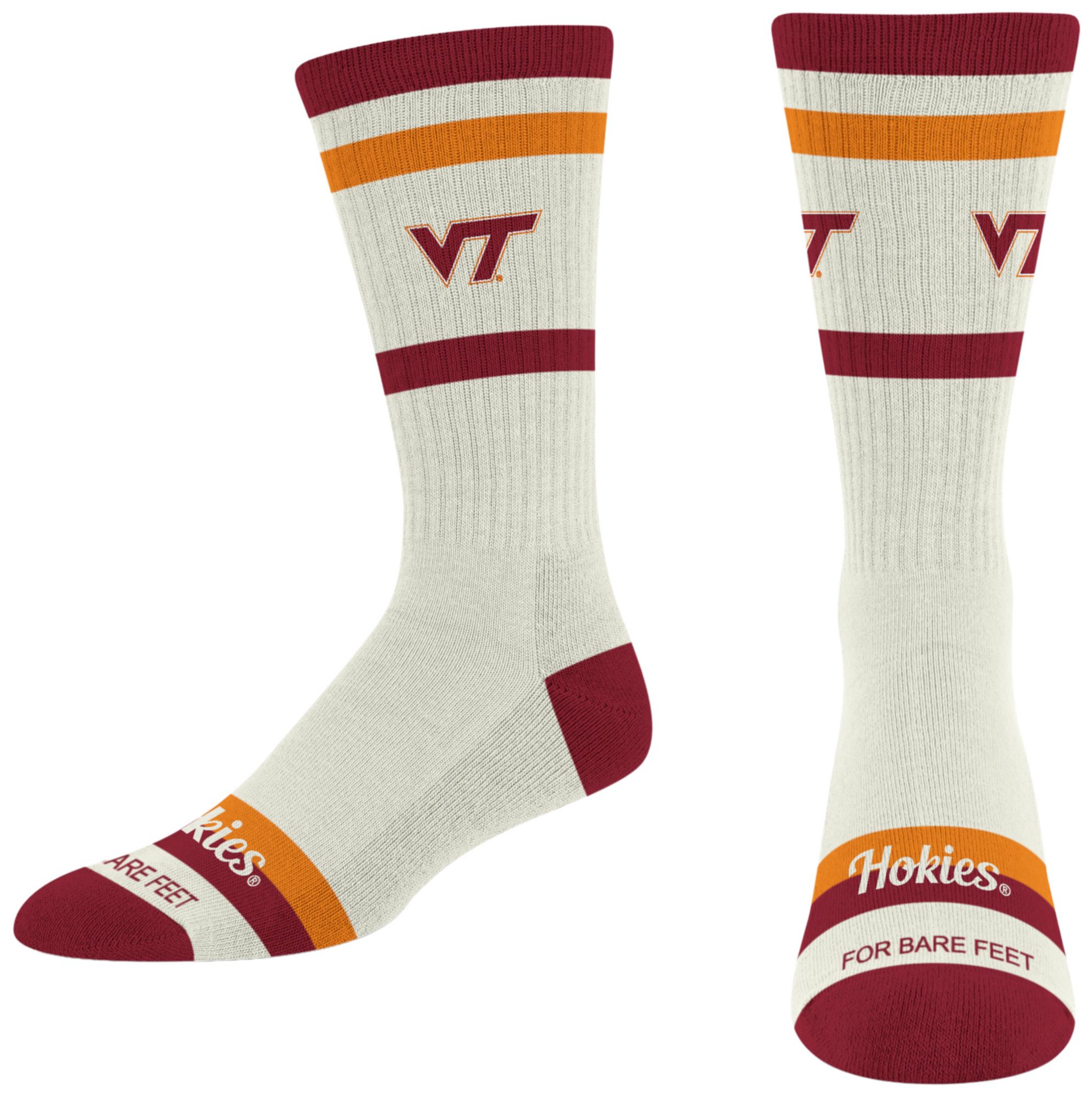 For Bare Feet Adult Virginia Tech Hokies Striped Fame Socks