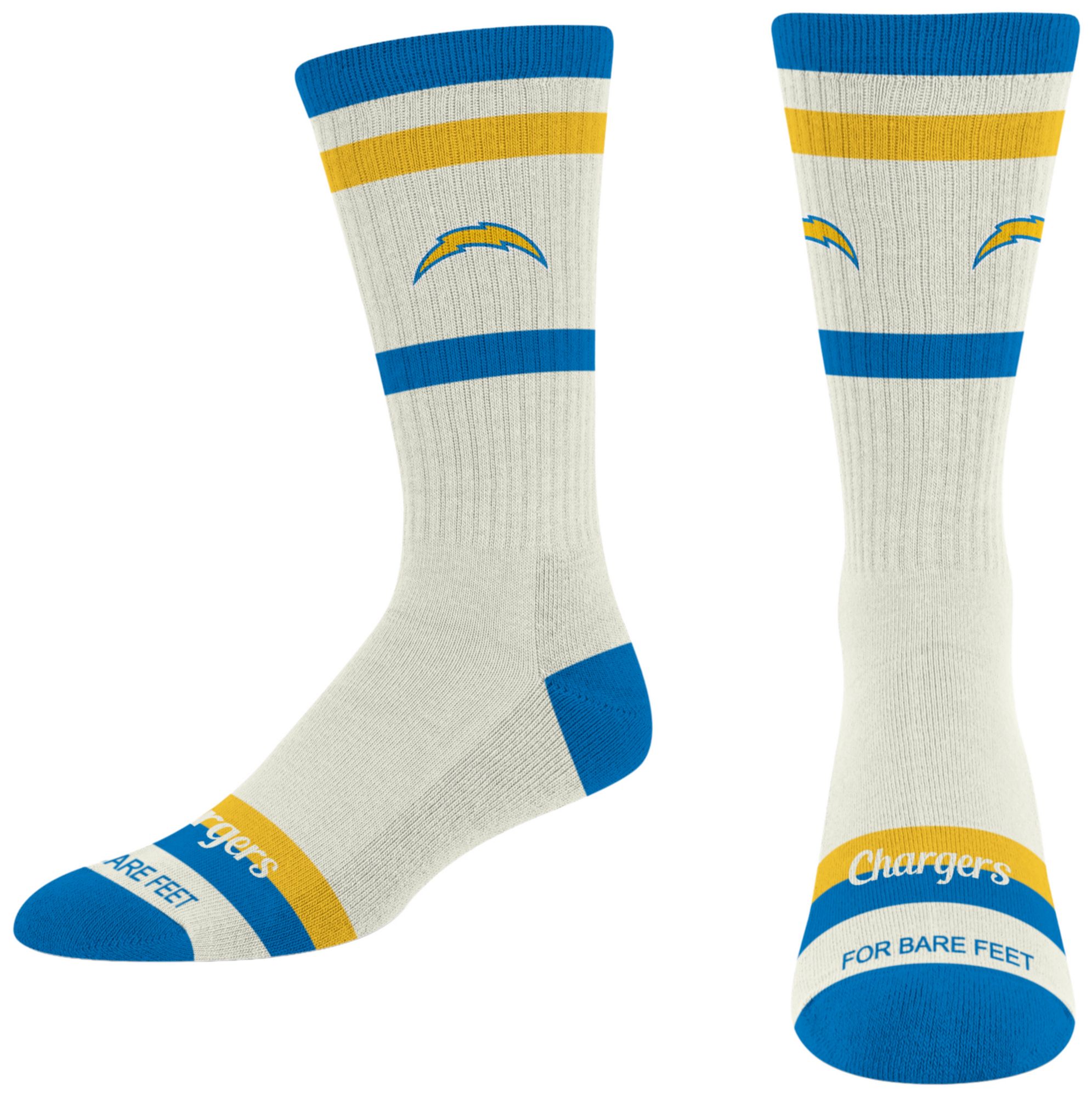 For Bare Feet Adult Los Angeles Chargers Striped Fame Socks