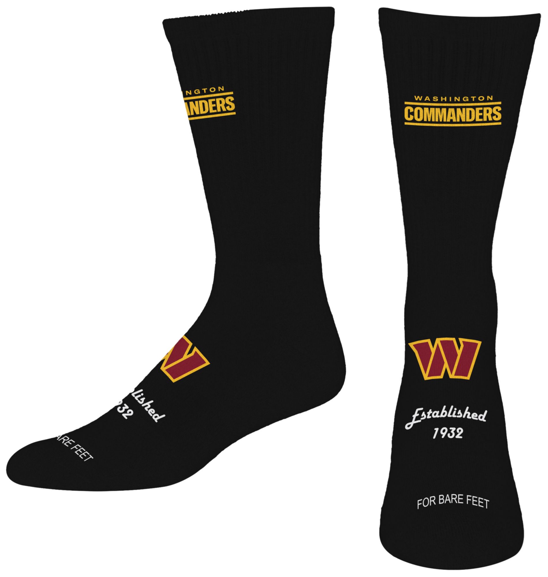 For Bare Feet Adult Washington Commanders Established Socks