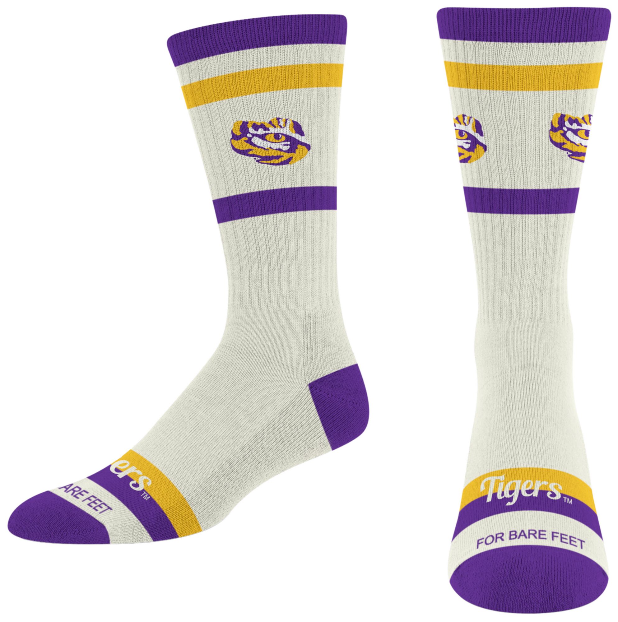 For Bare Feet Adult LSU Tigers Striped Fame Socks