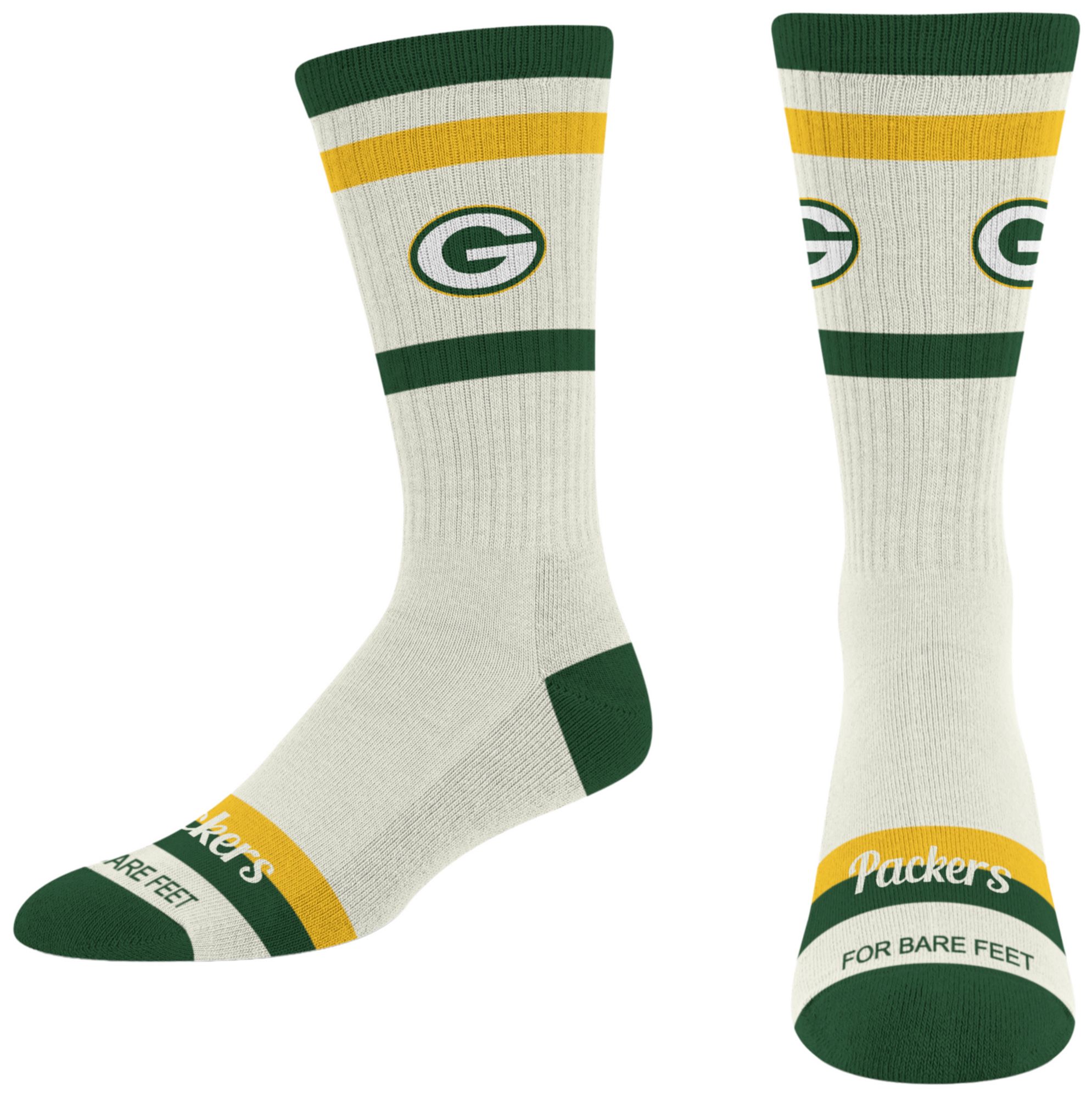 For Bare Feet Adult Green Bay Packers Striped Fame Socks
