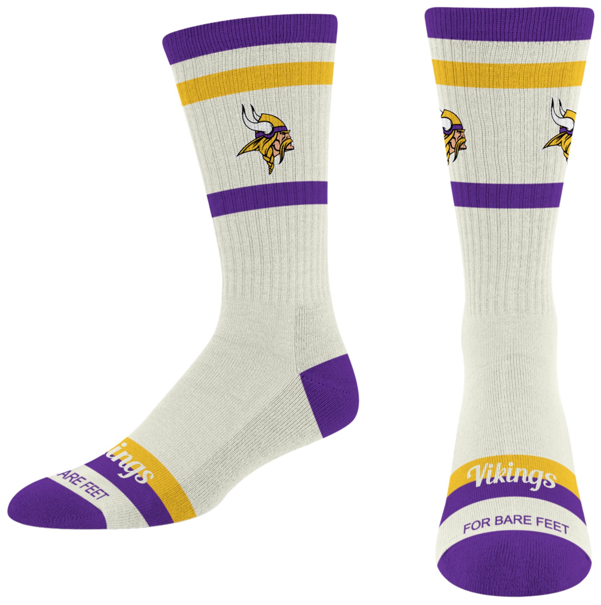 For Bare Feet Adult Minnesota Vikings Striped Fame Socks