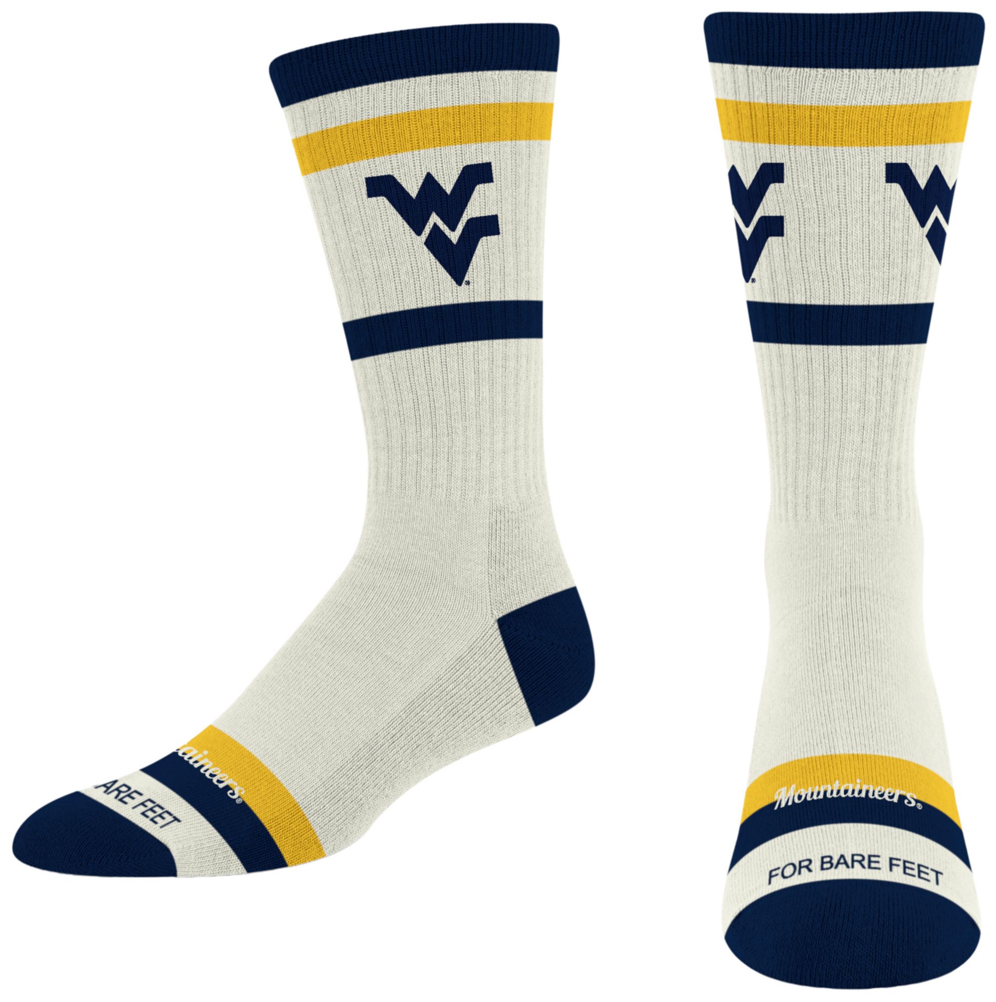 For Bare Feet Adult West Virginia Mountaineers Striped Fame Socks
