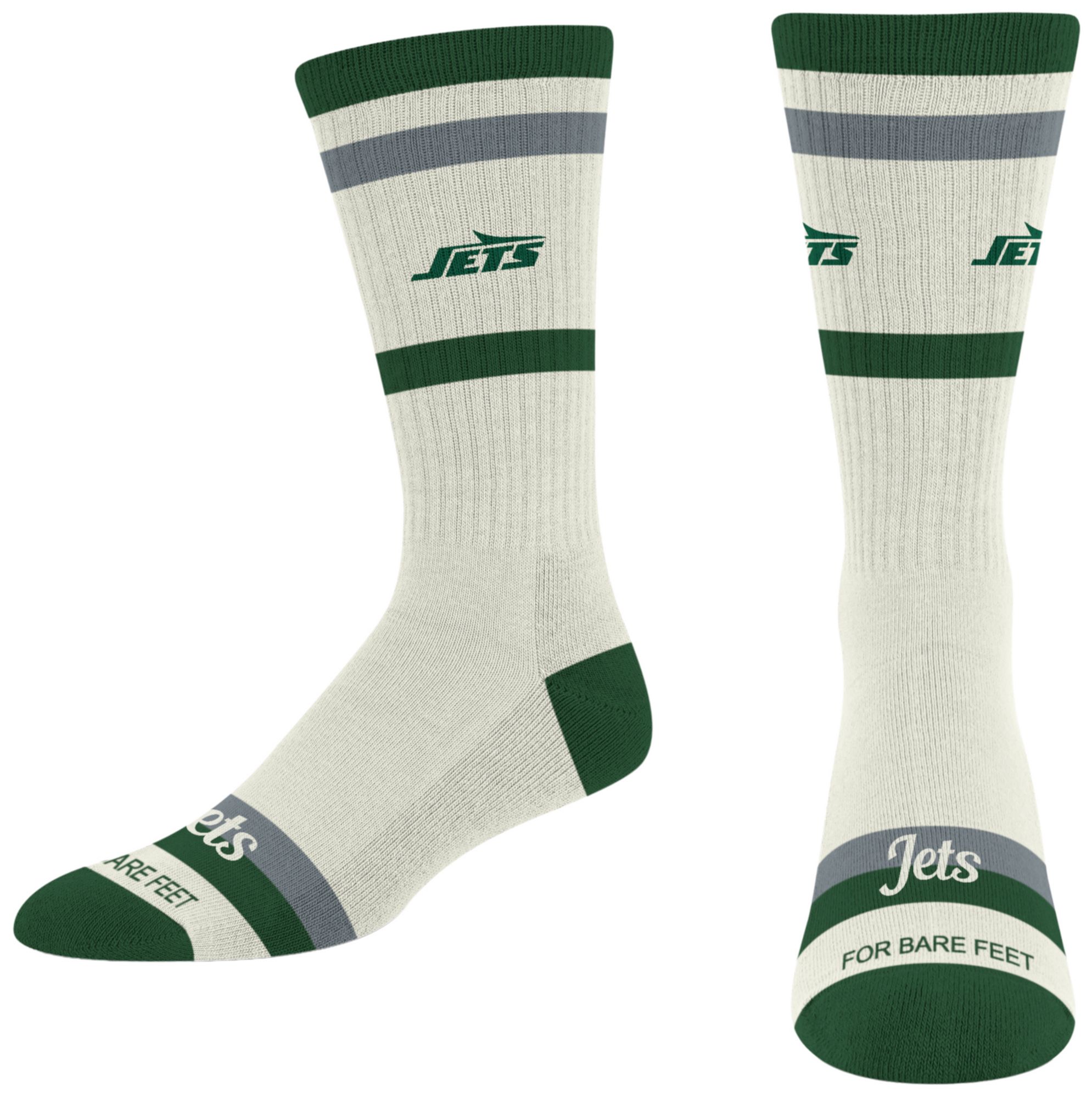 For Bare Feet Adult New York Jets Striped Fame Socks