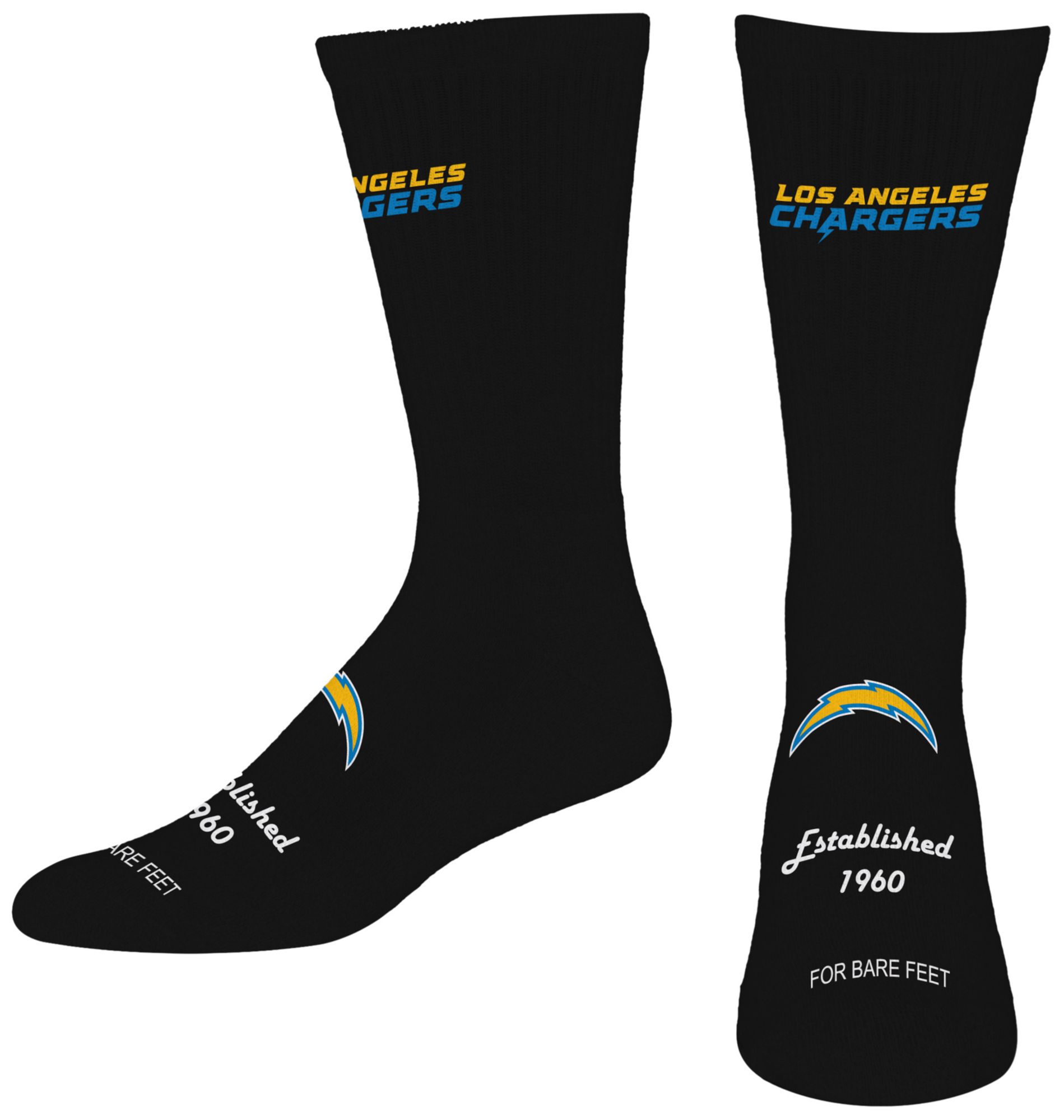For Bare Feet Adult Los Angeles Chargers Established Socks
