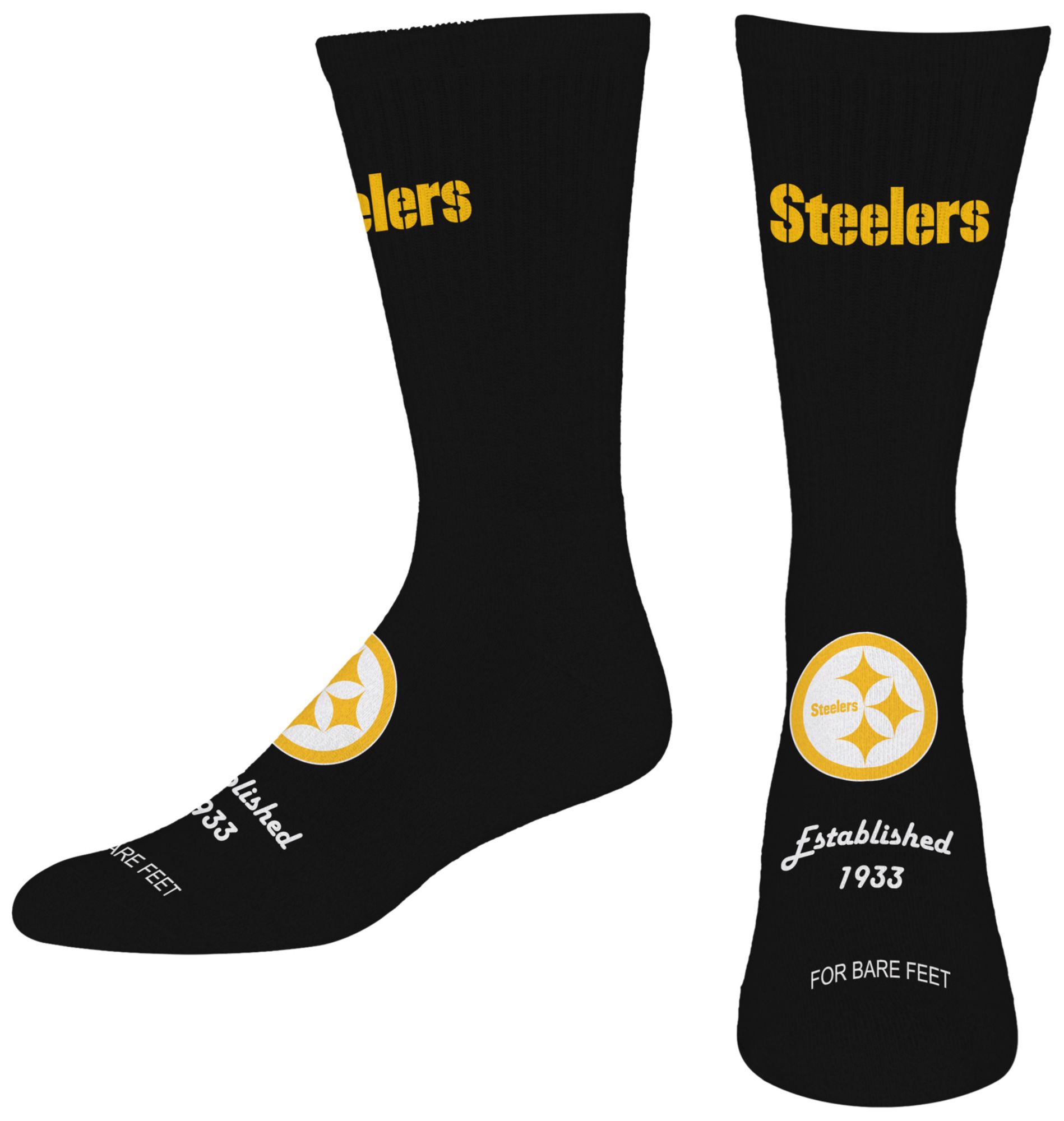 For Bare Feet Adult Pittsburgh Steelers Established Socks