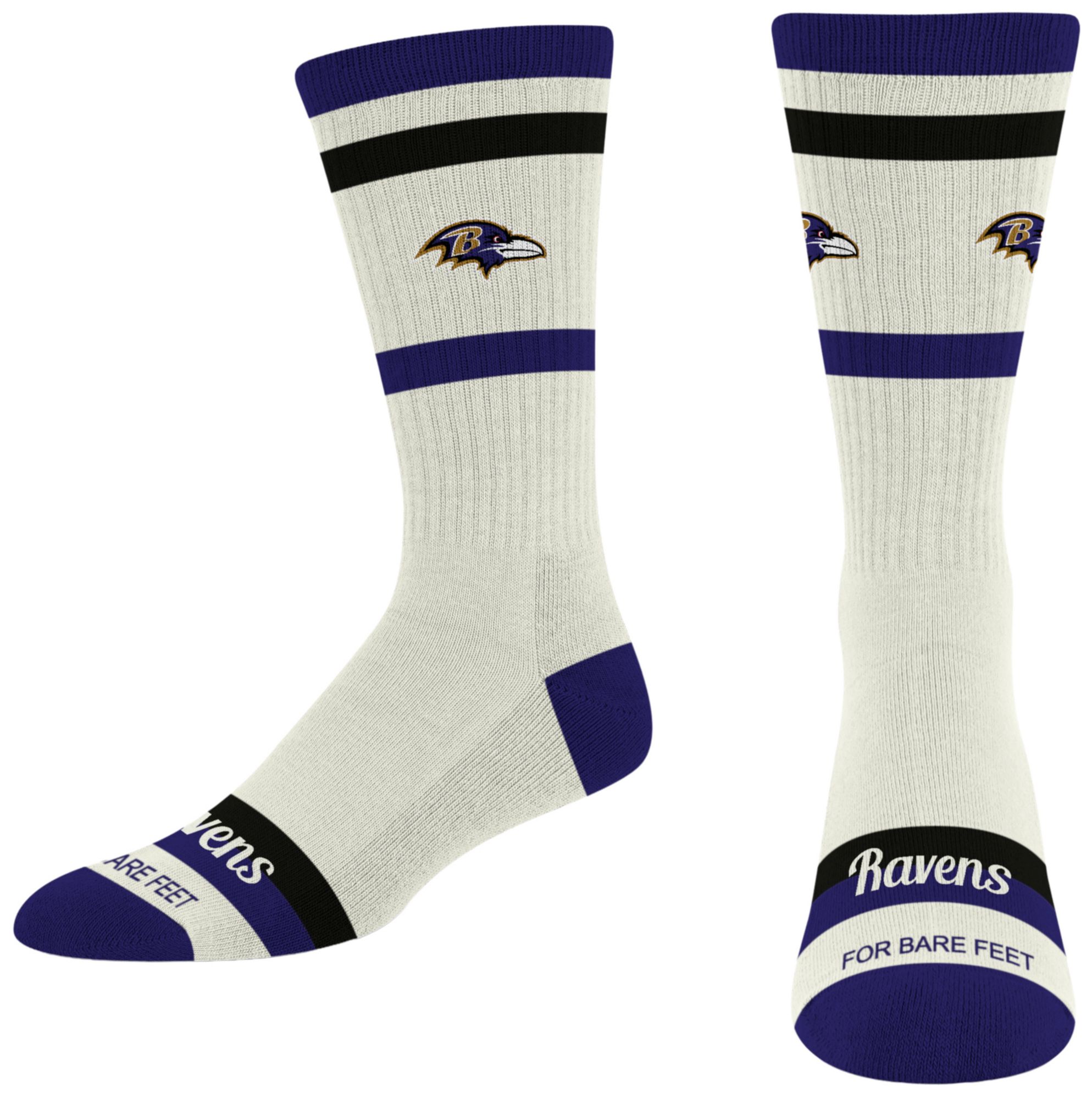 For Bare Feet Adult Baltimore Ravens Striped Fame Socks