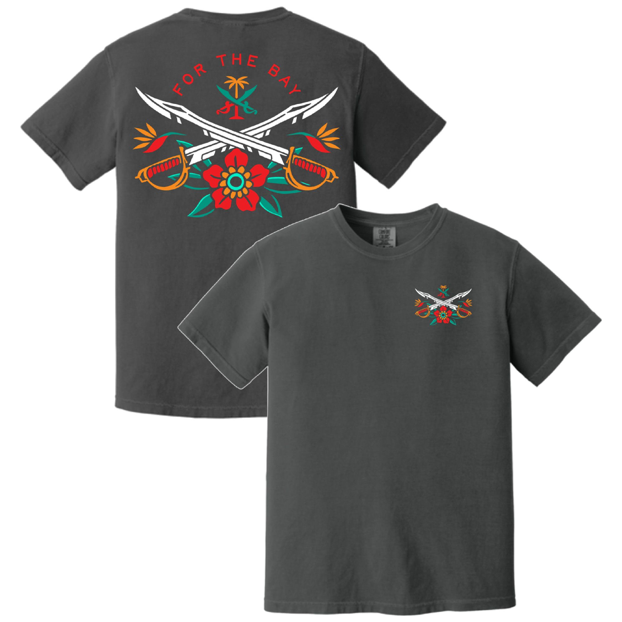 For the Bay Clothing Co. Adult Tampa Bay Grey Hibiscus T-Shirt