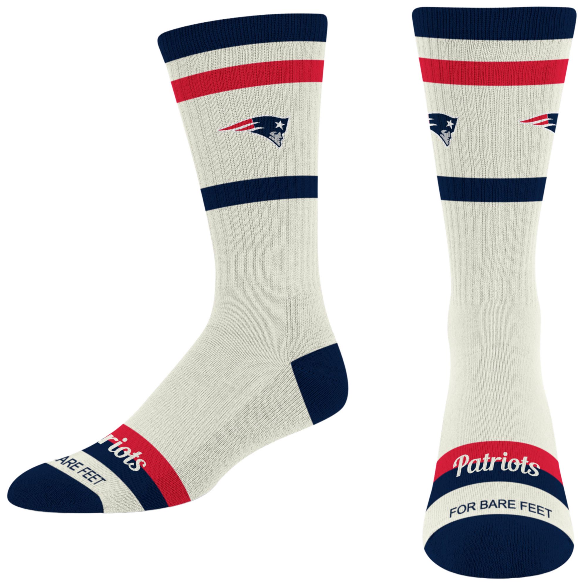 For Bare Feet Adult New England Patriots Striped Fame Socks