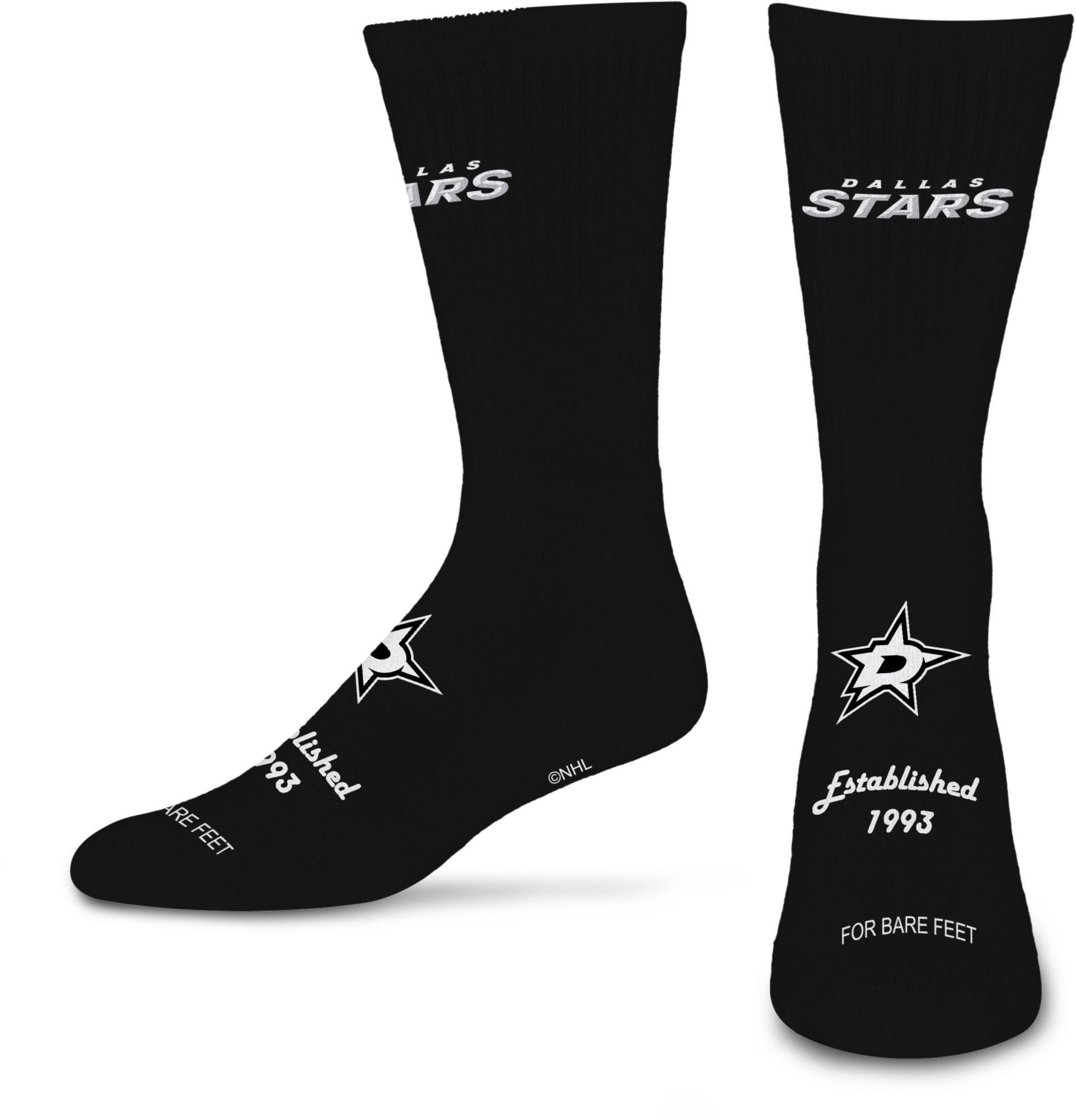 For Bare Feet Dallas Stars Large Established Crew Socks