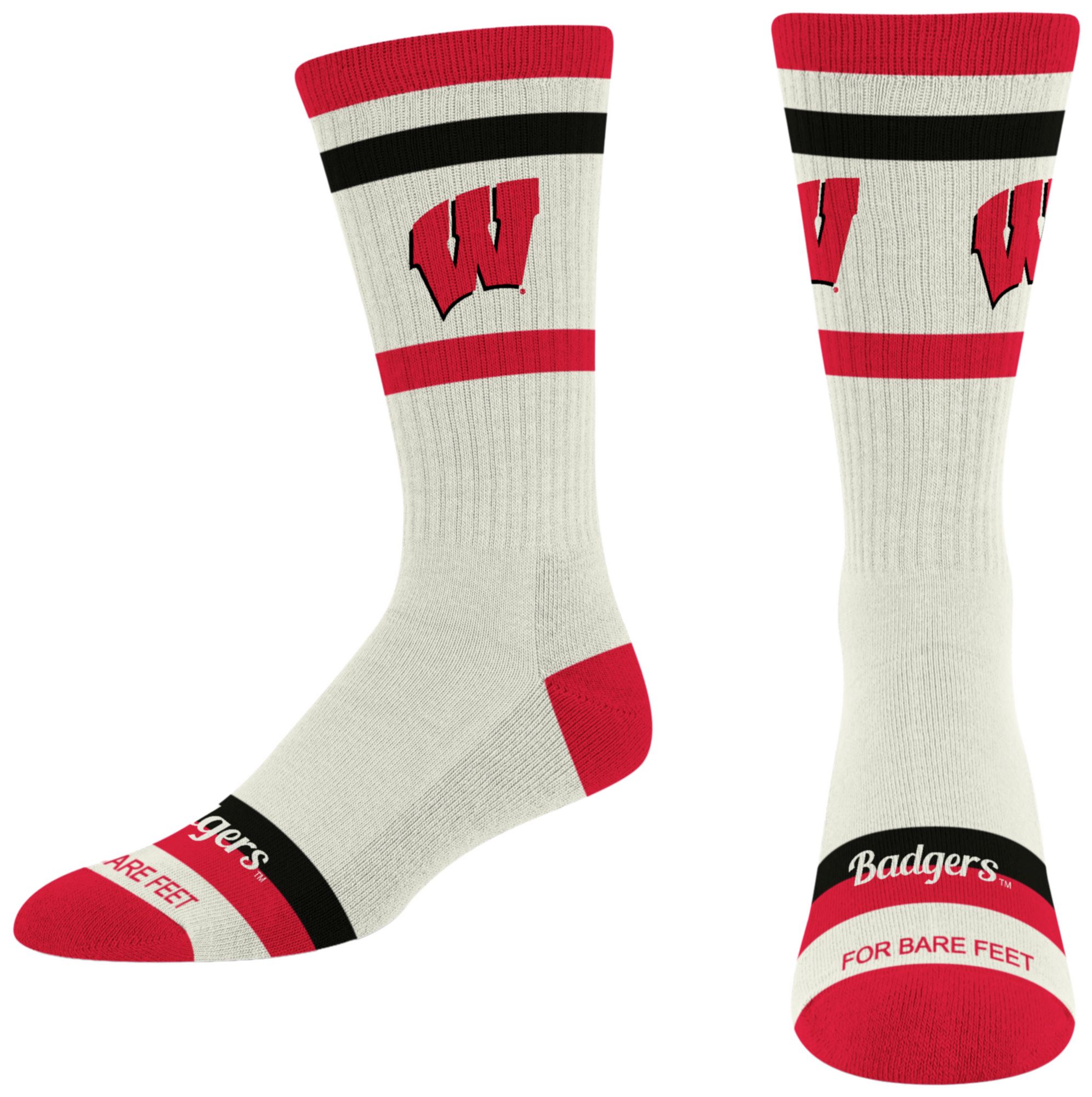 For Bare Feet Adult Wisconsin Badgers Striped Fame Socks