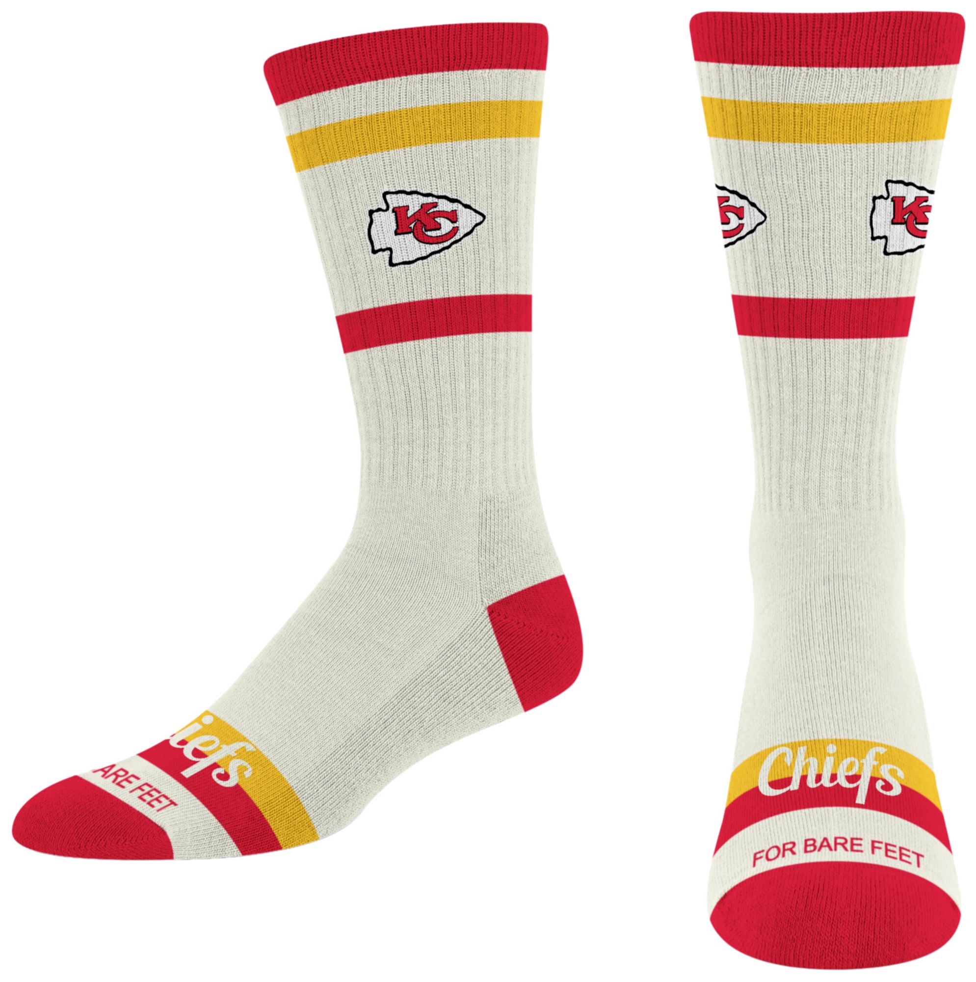 For Bare Feet Adult Kansas City Chiefs Striped Fame Socks