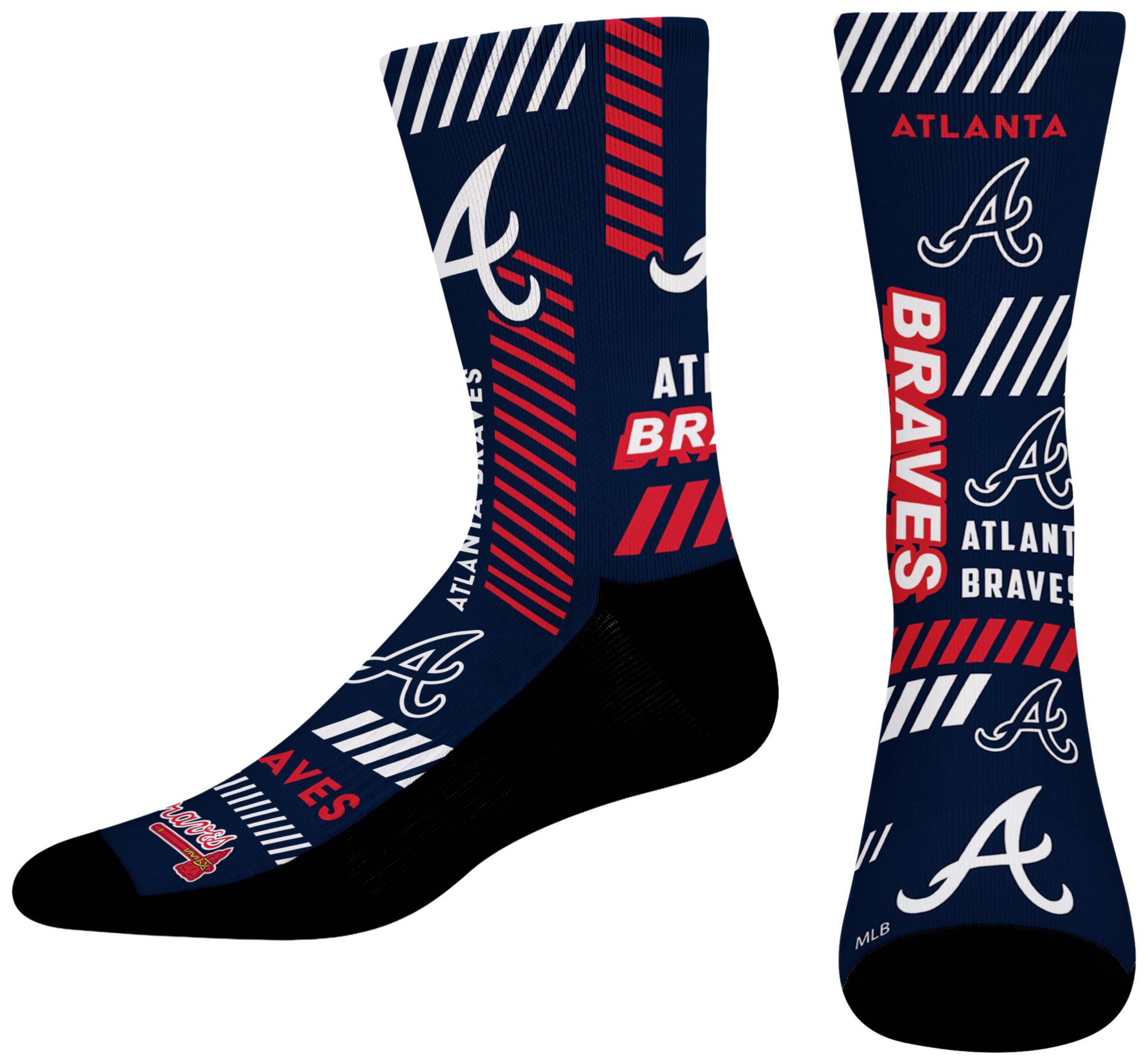 For Bare Feet Adult Atlanta Braves Multi Fantastic Sublimated Crew Socks