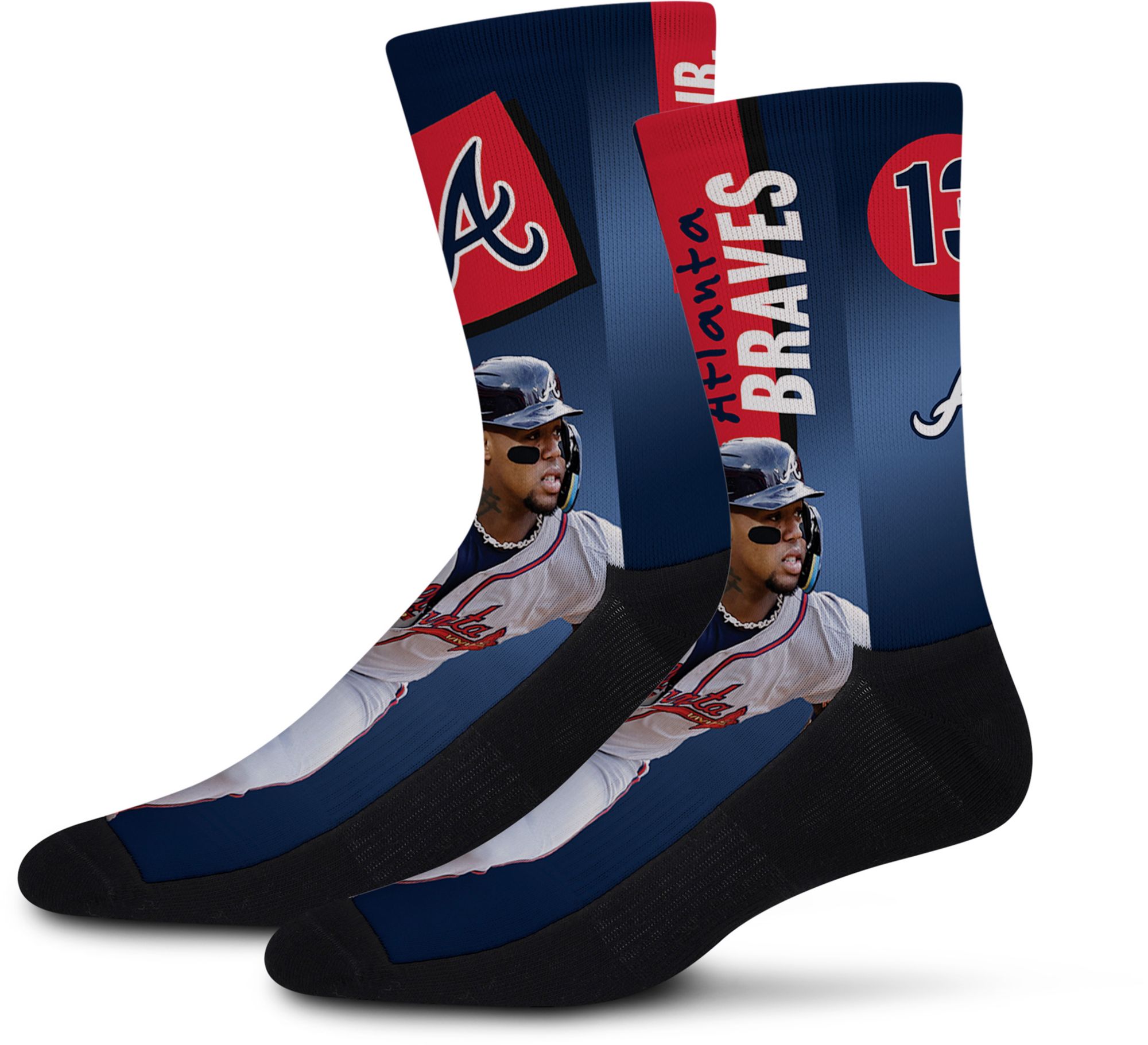 For Bare Feet Adult Atlanta Braves Multi Shape Shifter Crew Socks