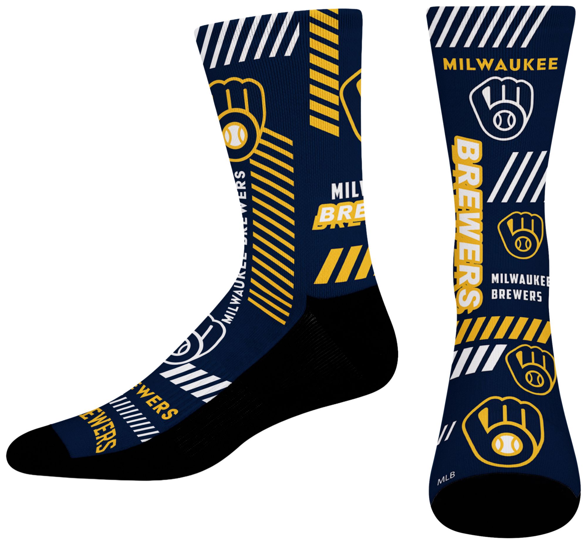 For Bare Feet Adult Milwaukee Brewers Multi Fantastic Sublimated Crew Socks