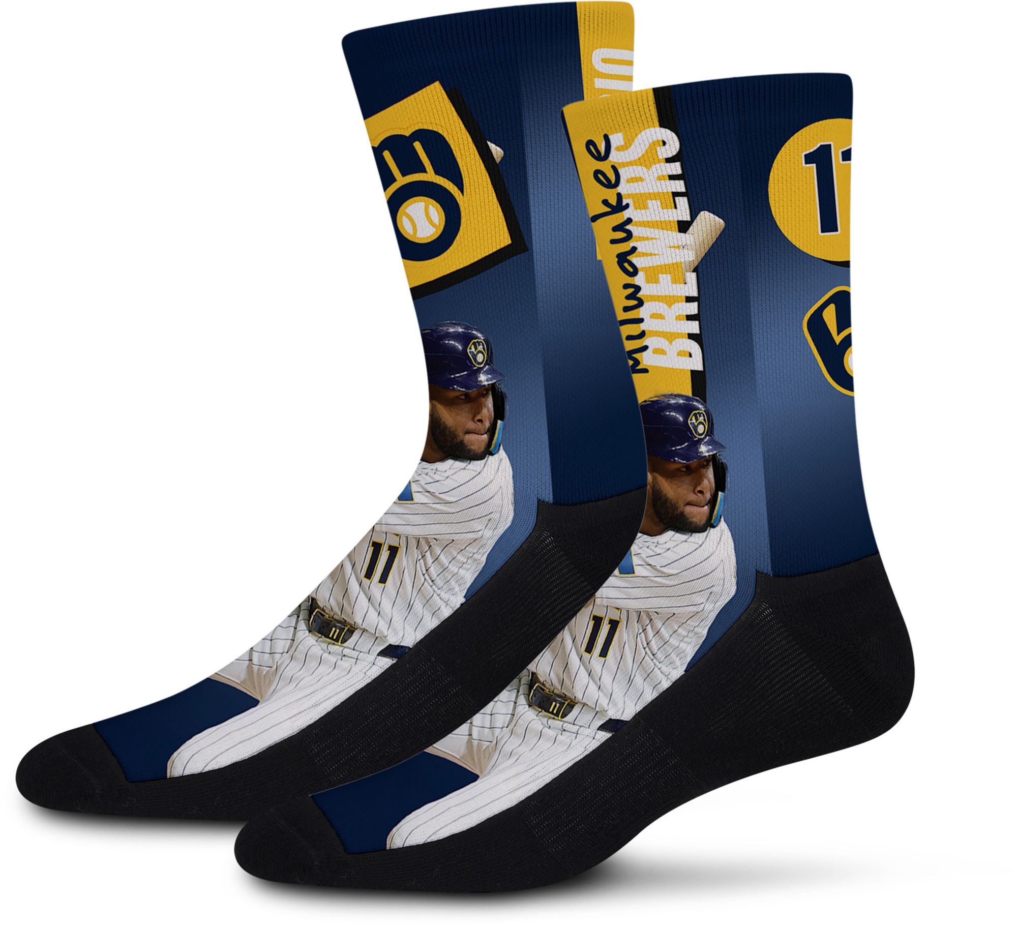 For Bare Feet Adult Milwaukee Brewers Multi Shape Shifter Crew Socks