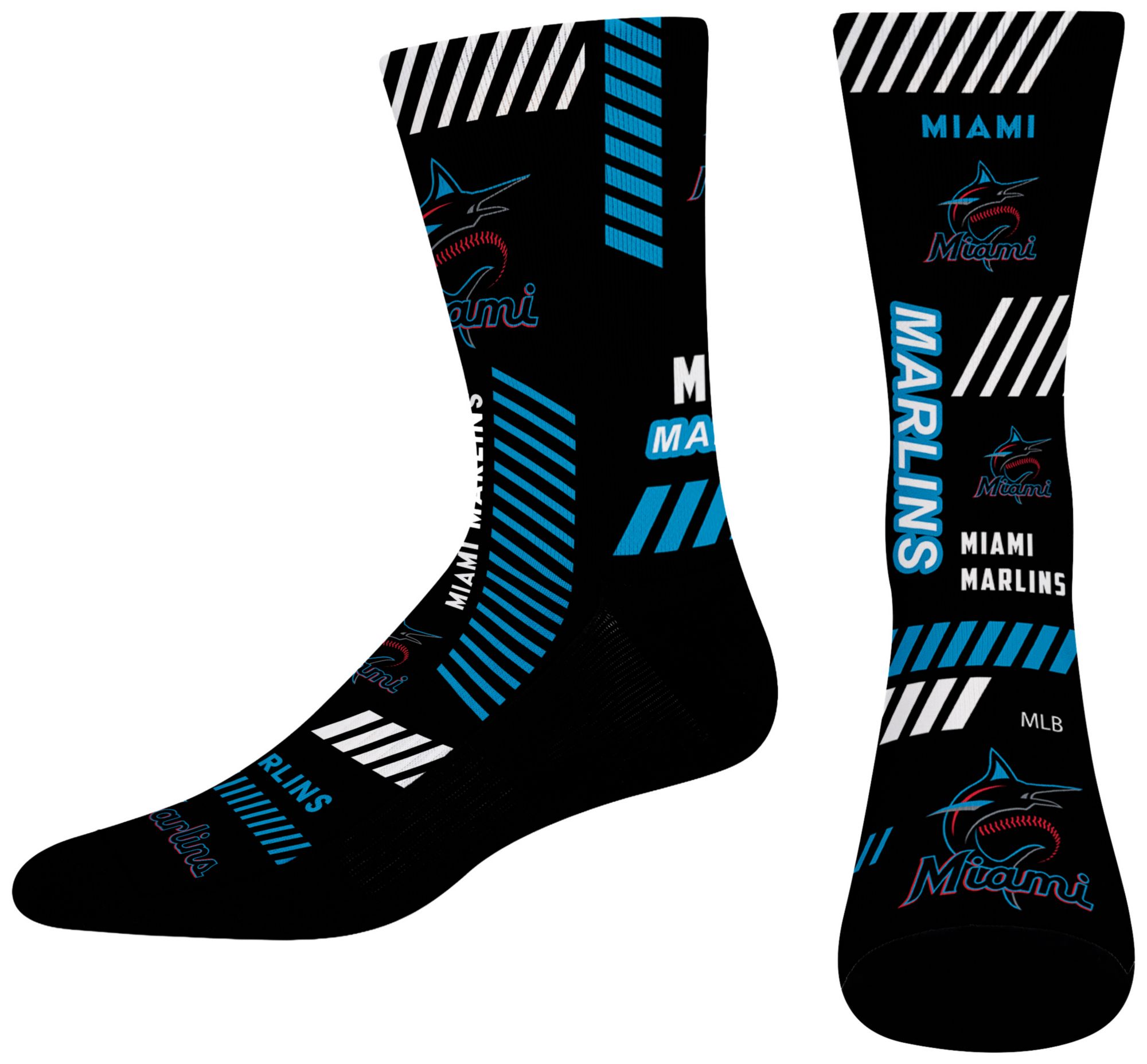 For Bare Feet Adult Miami Marlins Multi Fantastic Sublimated Crew Socks
