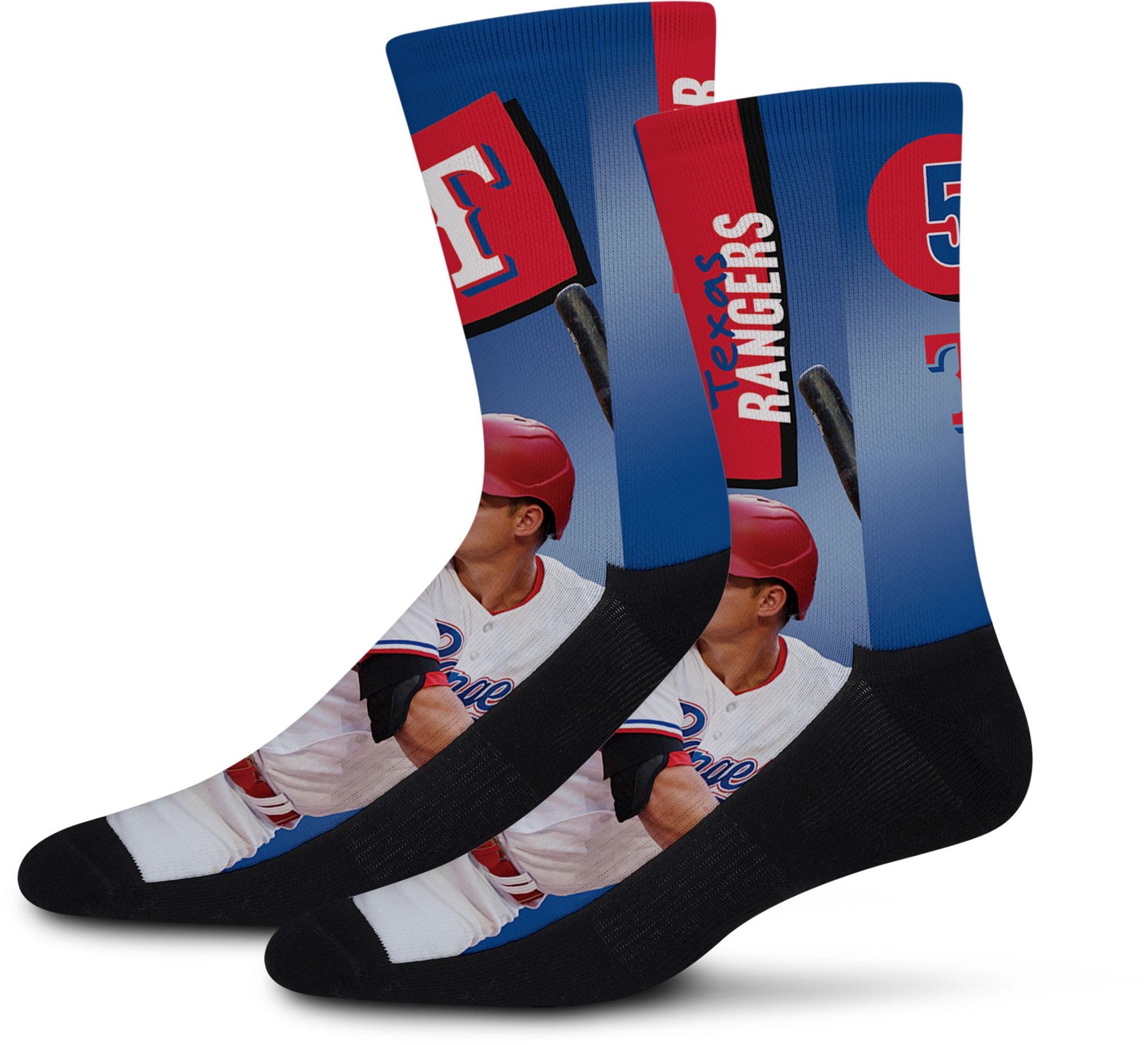 For Bare Feet Adult Texas Rangers Multi Shape Shifter Crew Socks
