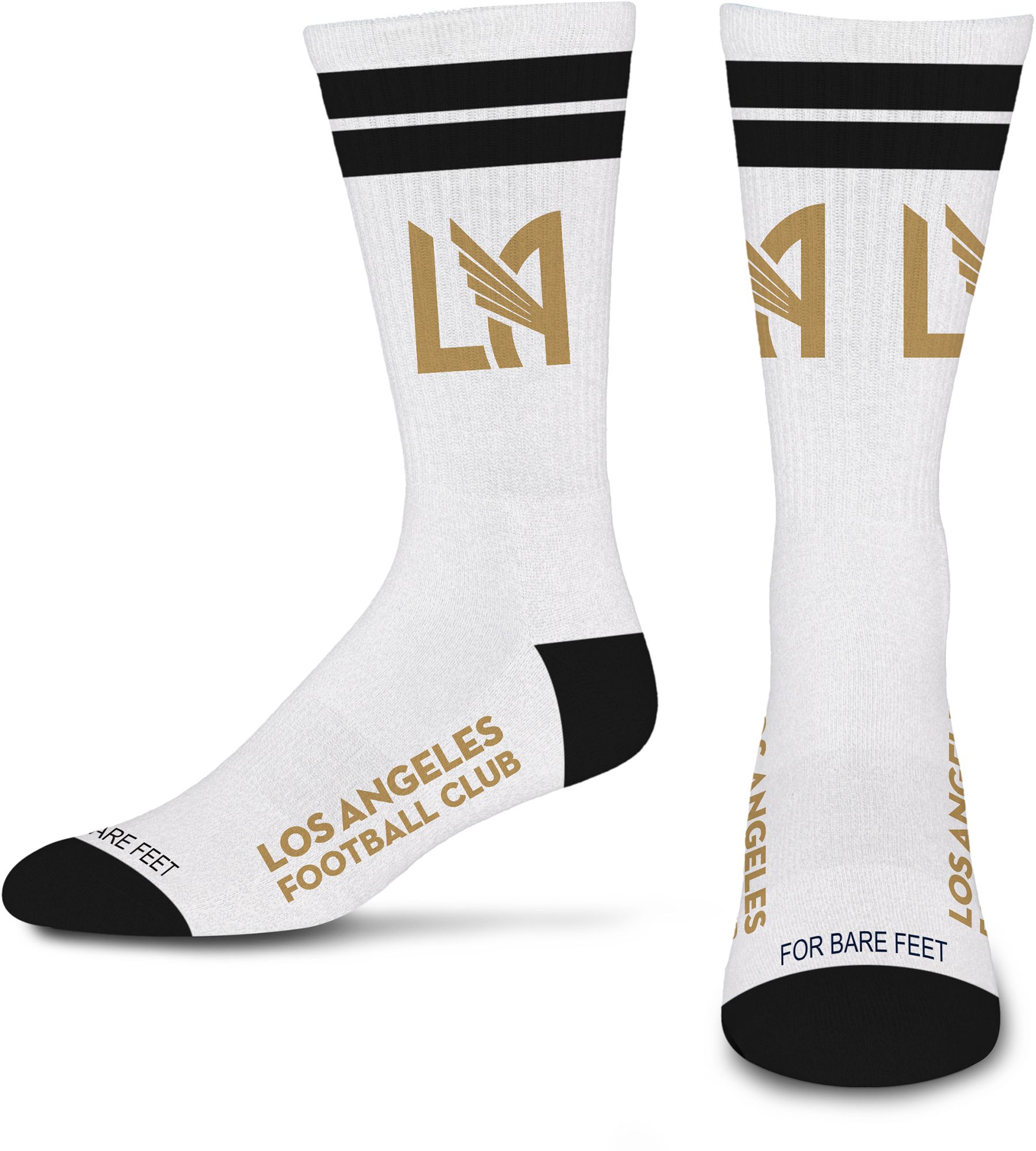 For Bare Feet Adult Los Angeles FC White Stripes Crew Socks