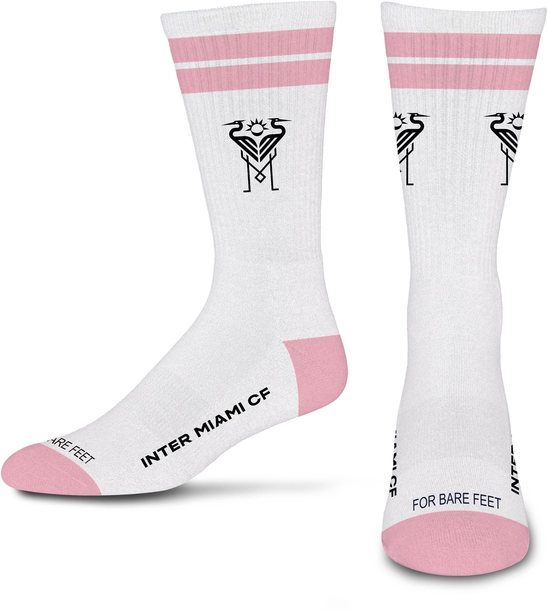 For Bare Feet Adult Inter Miami CF Multi White Stripes Crew Socks