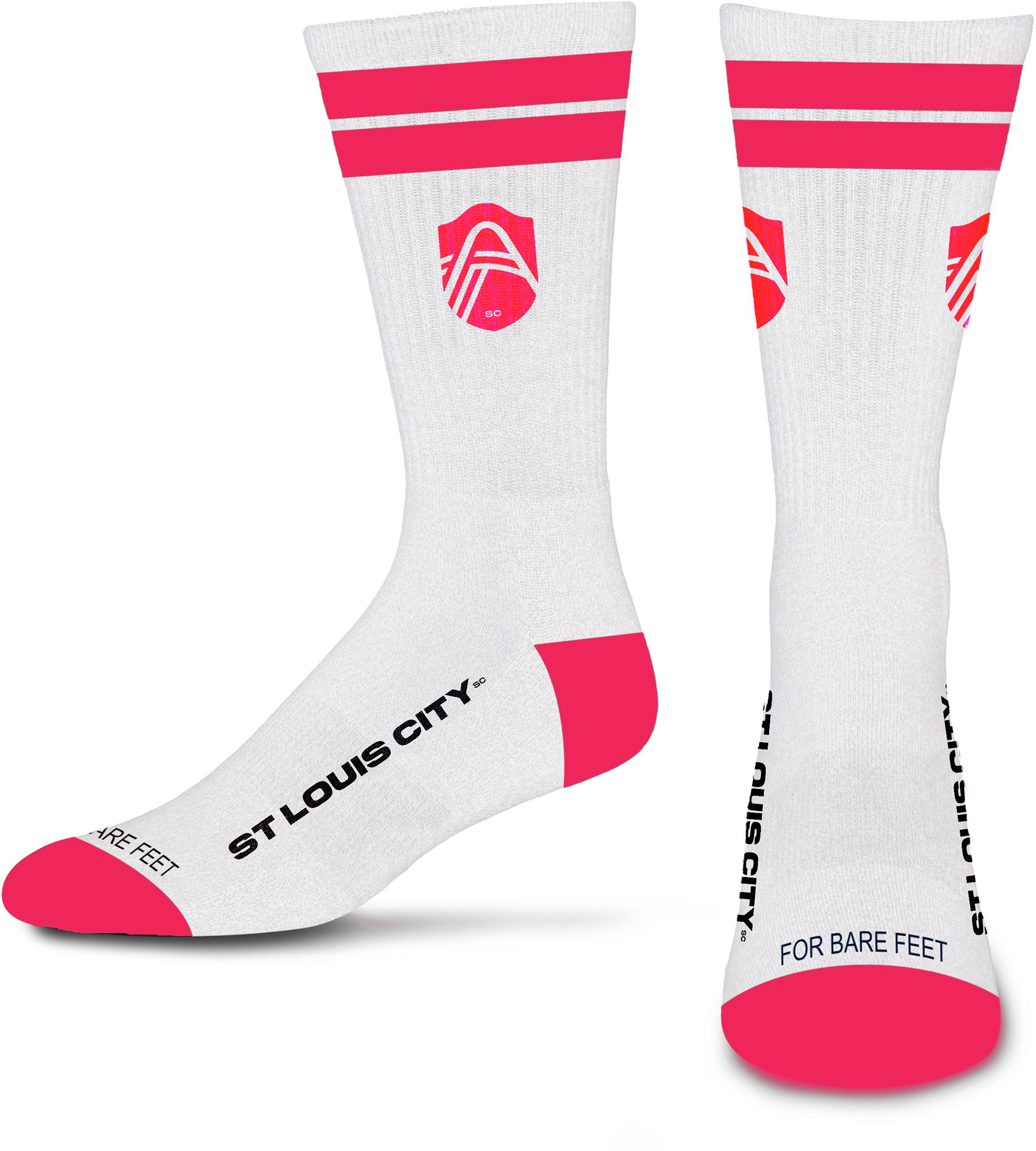 For Bare Feet Adult St Louis FC White Stripes Crew Socks