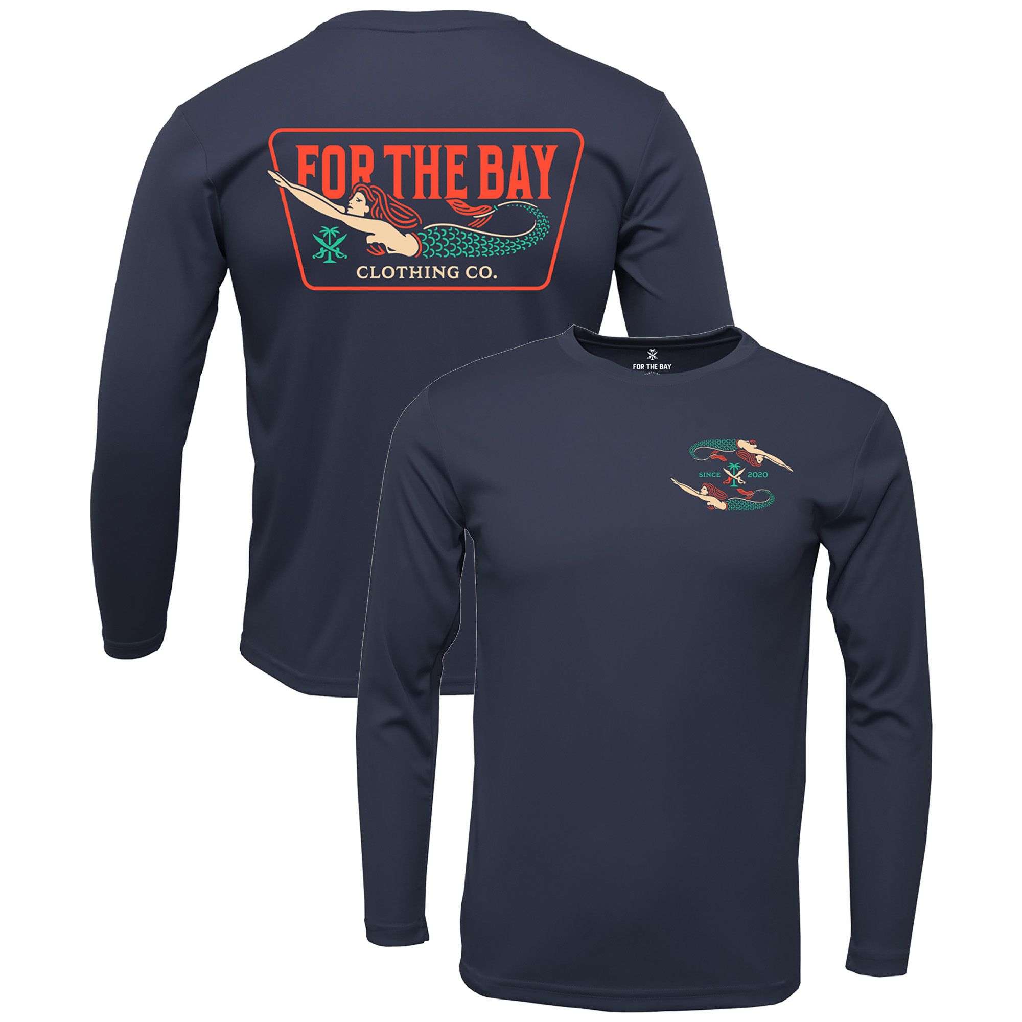 For the Bay Clothing Co. Adult Tampa Bay Navy Mermaid Sun Long Sleeve Shirt