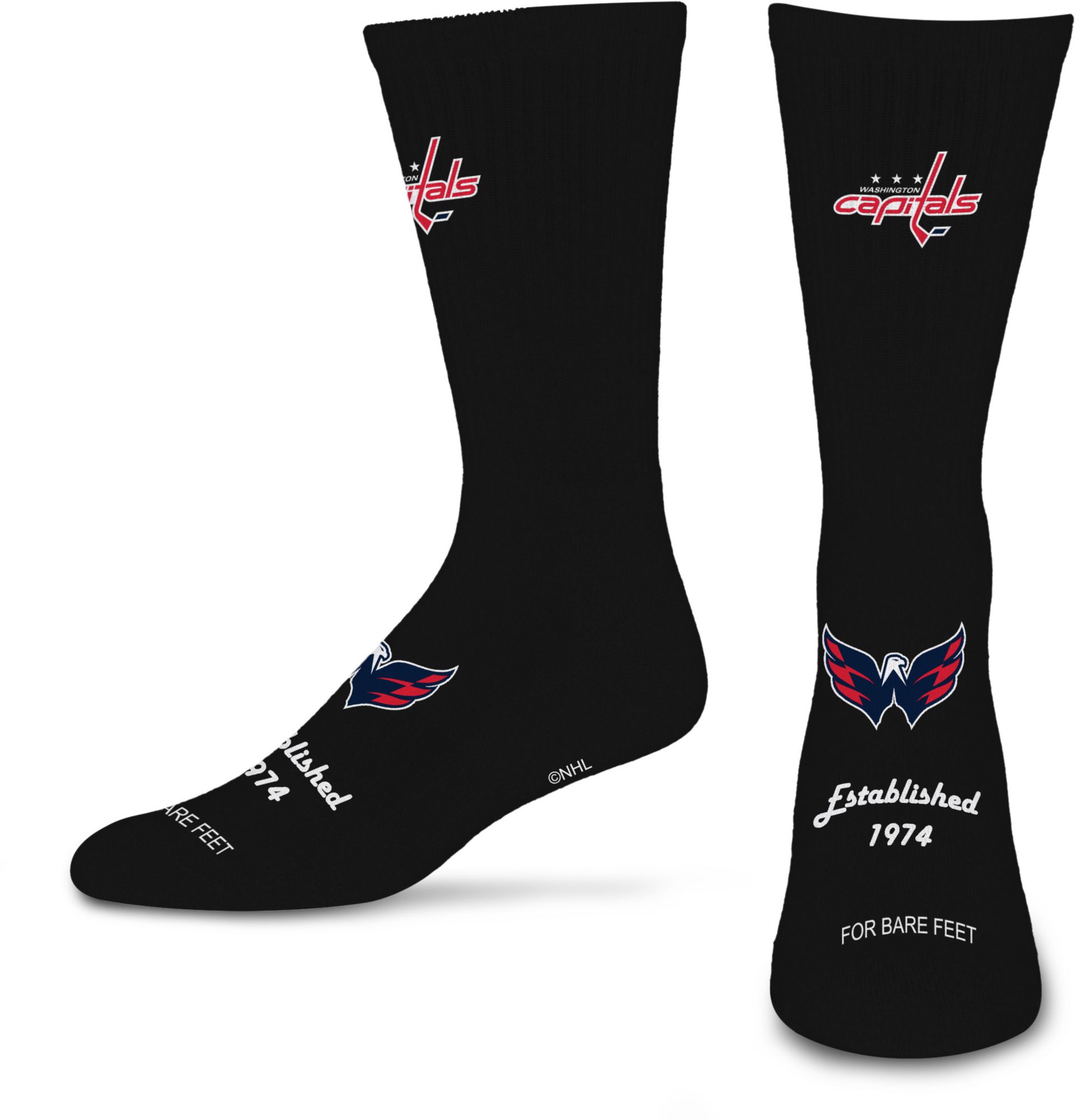 For Bare Feet Washington Capitals Large Established Crew Socks