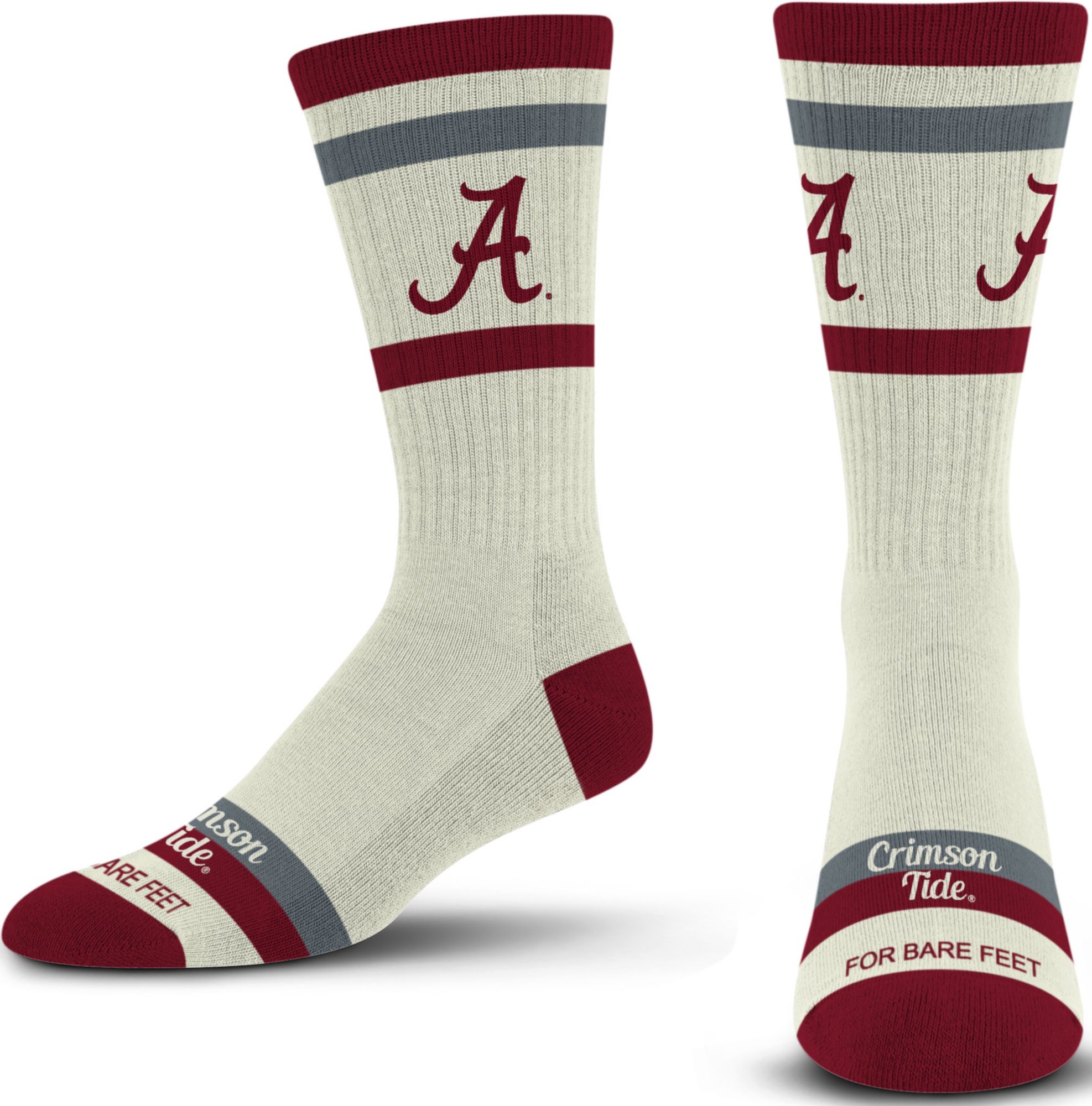For Bare Feet Adult Alabama Crimson Tide Striped Fame Socks