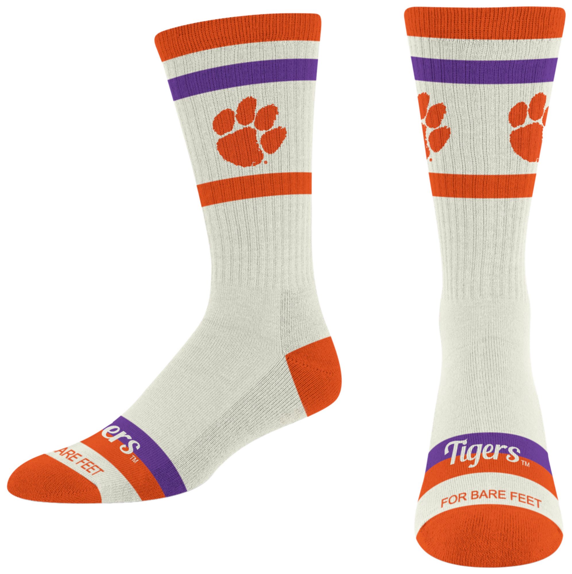 For Bare Feet Adult Clemson Tigers Striped Fame Socks