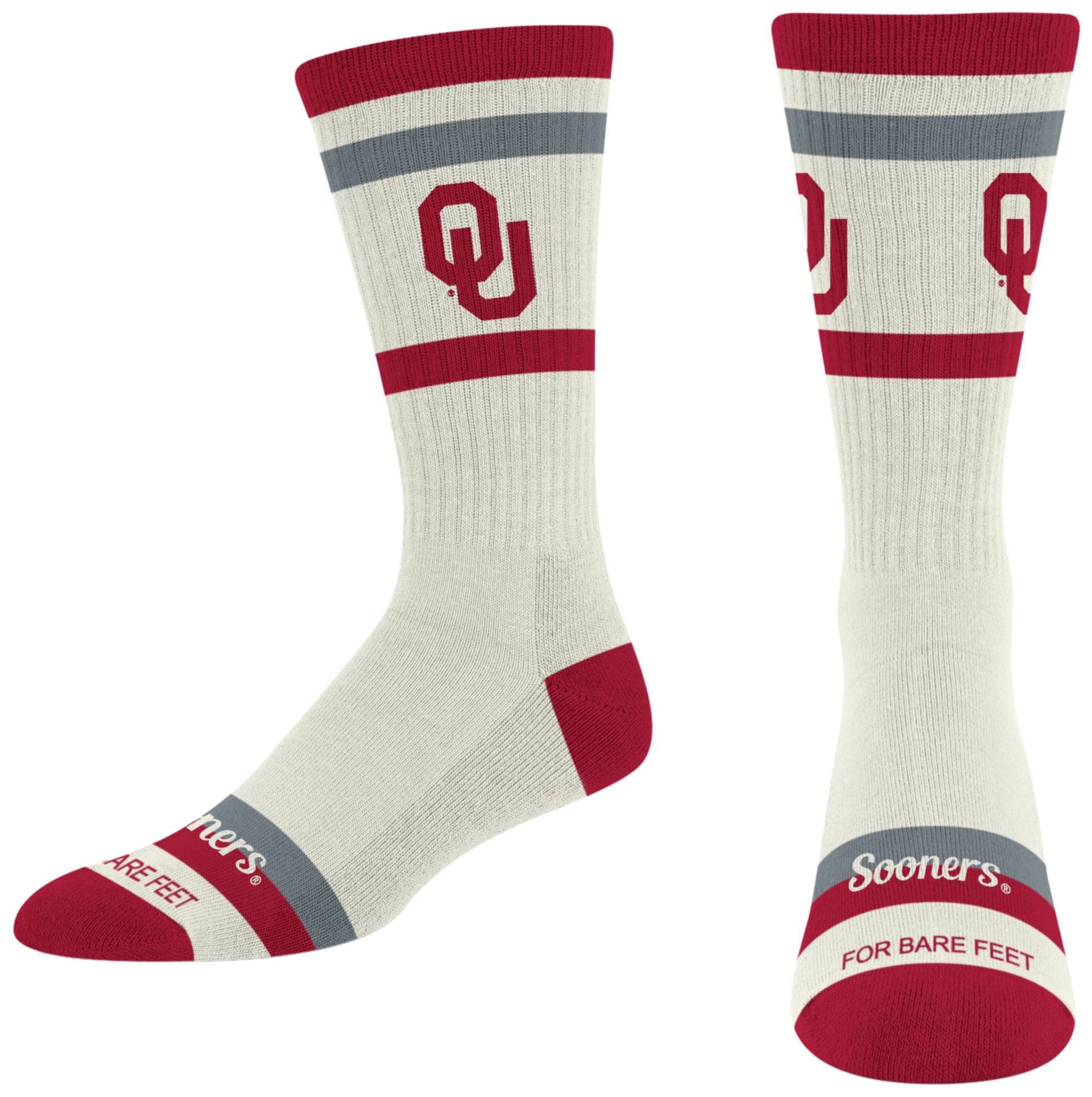 For Bare Feet Adult Oklahoma Sooners Striped Fame Socks
