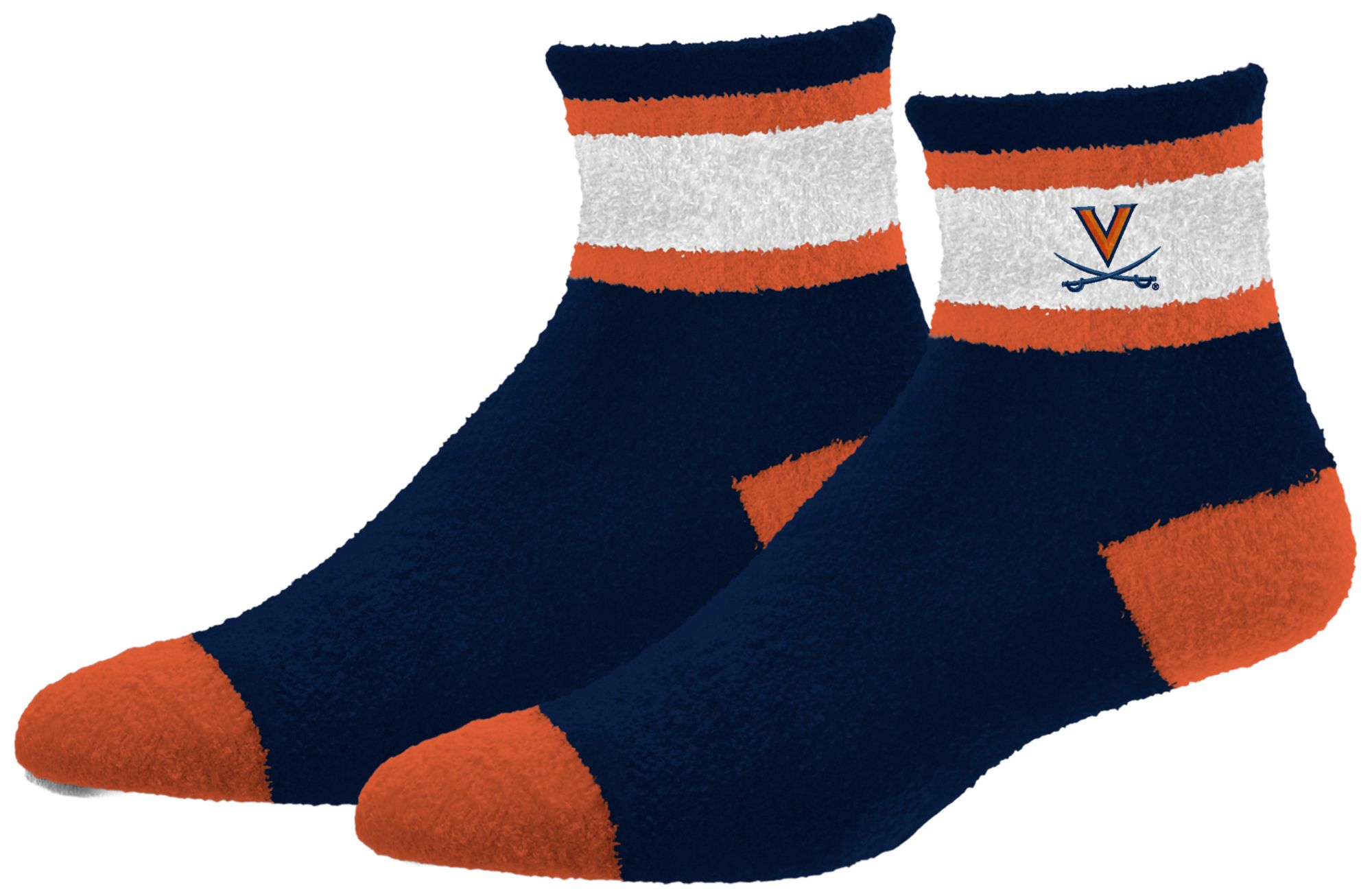 For Bare Feet Adult Virginia Caveliers Navy Cozy Socks