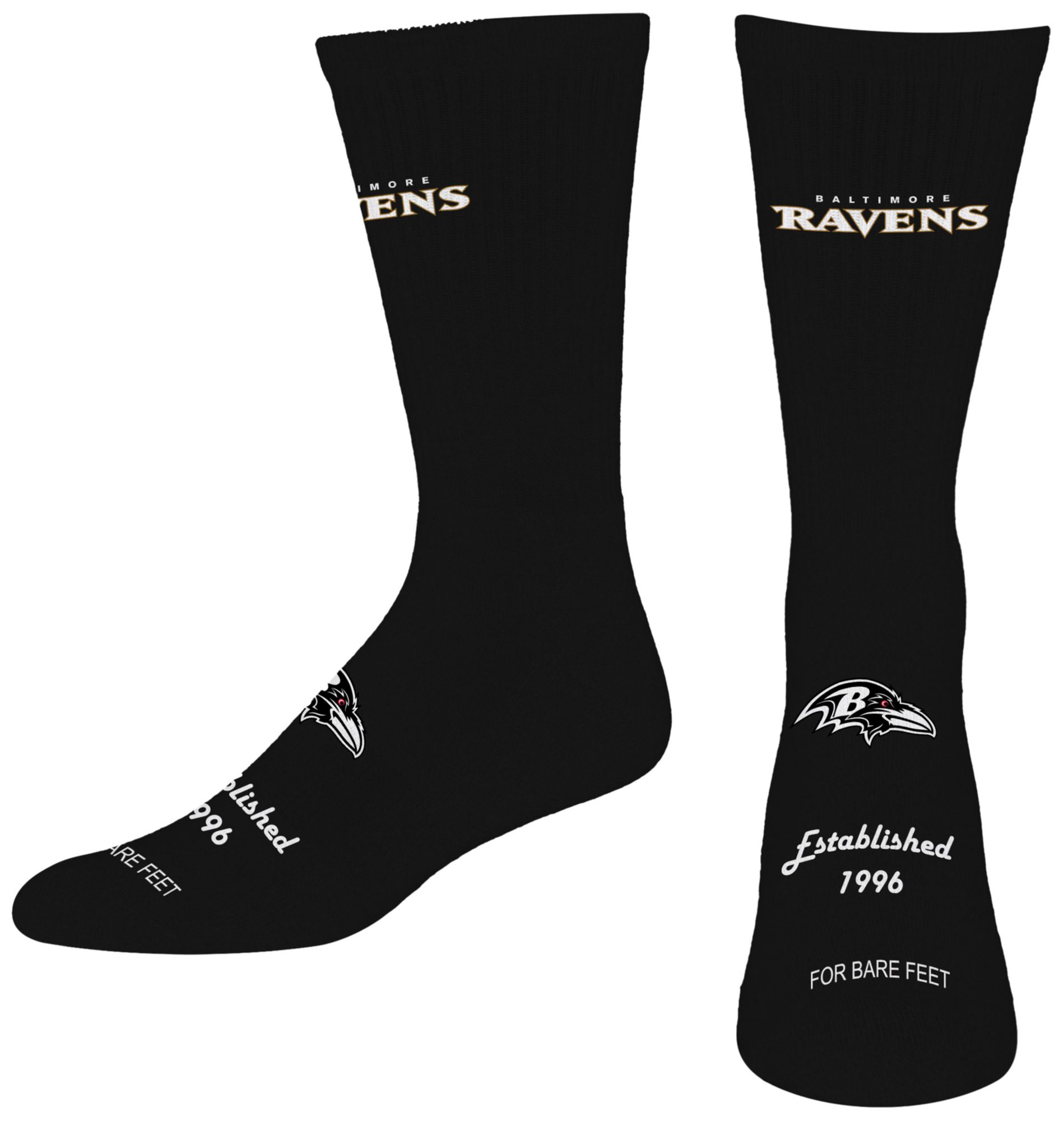 For Bare Feet Adult Baltimore Ravens Established Socks