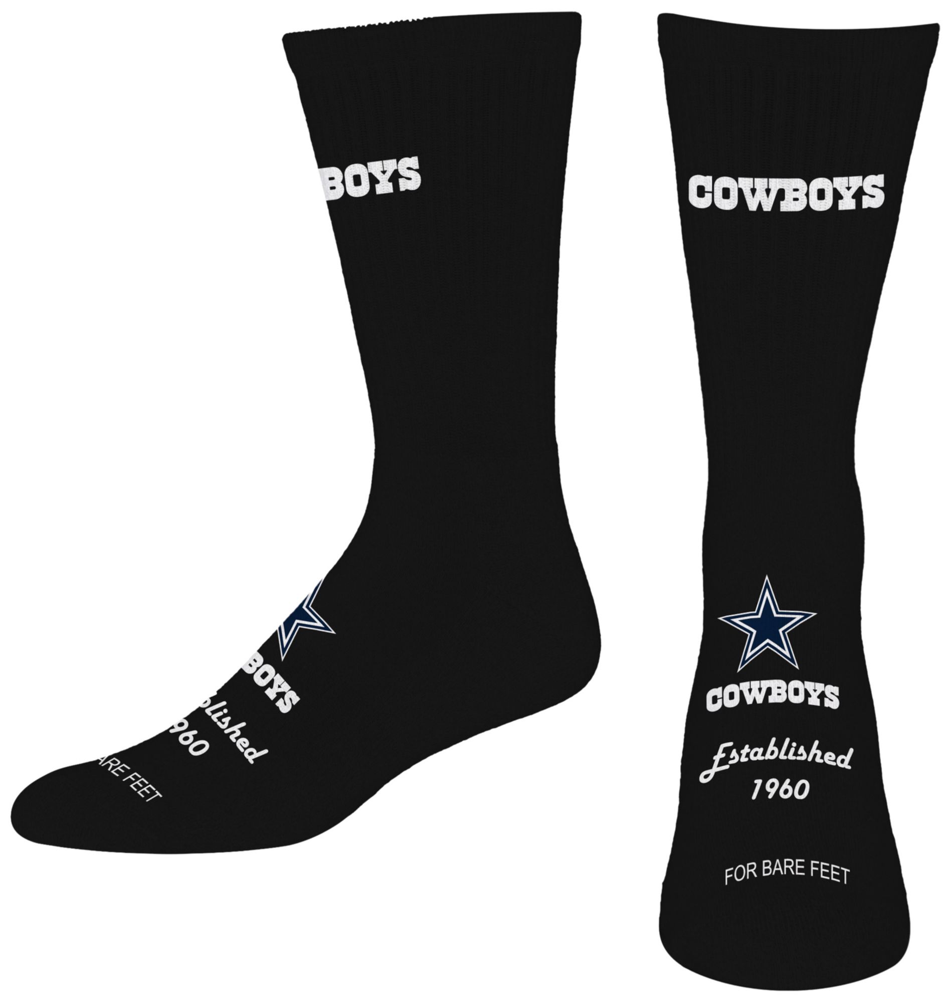 For Bare Feet Adult Dallas Cowboys Established Socks