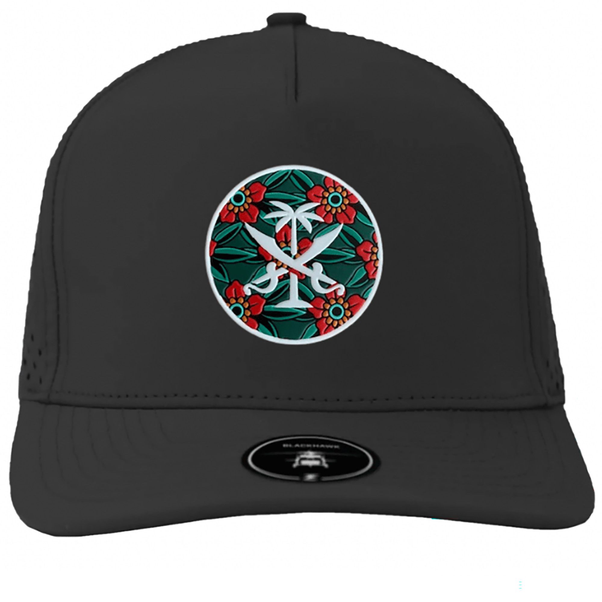 For the Bay Clothing Co. Adult Tampa Bay Black Hibiscus Icon Hat