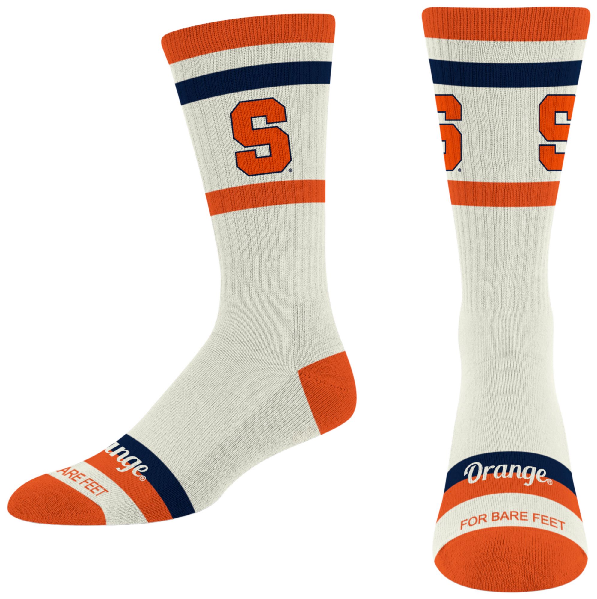 For Bare Feet Adult Syracuse Orange Striped Fame Socks