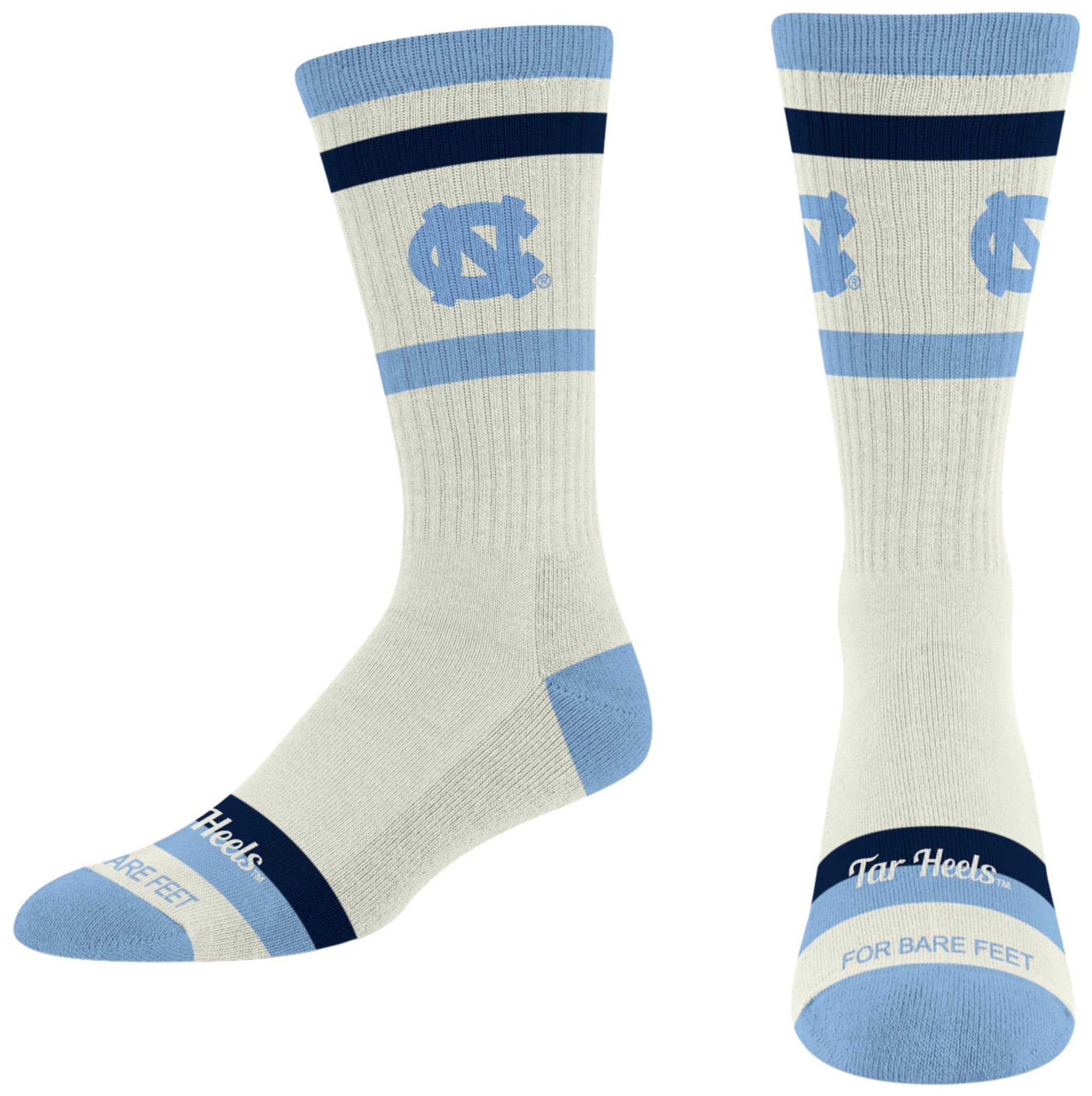For Bare Feet Adult North Carolina Tar Heels Striped Fame Socks