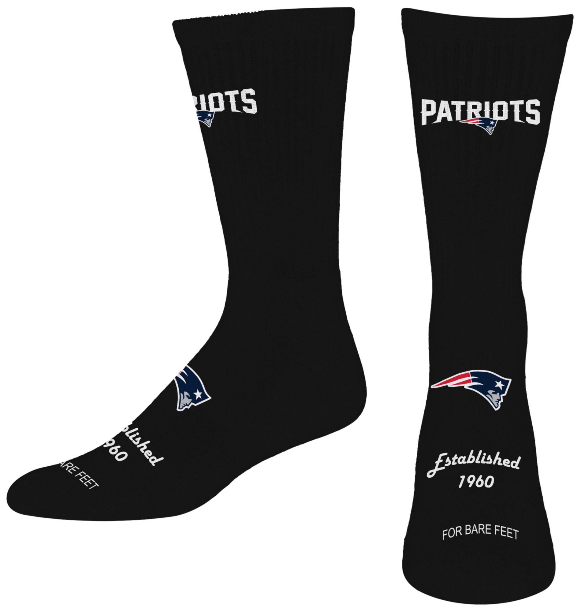 For Bare Feet Adult New England Patriots Established Socks