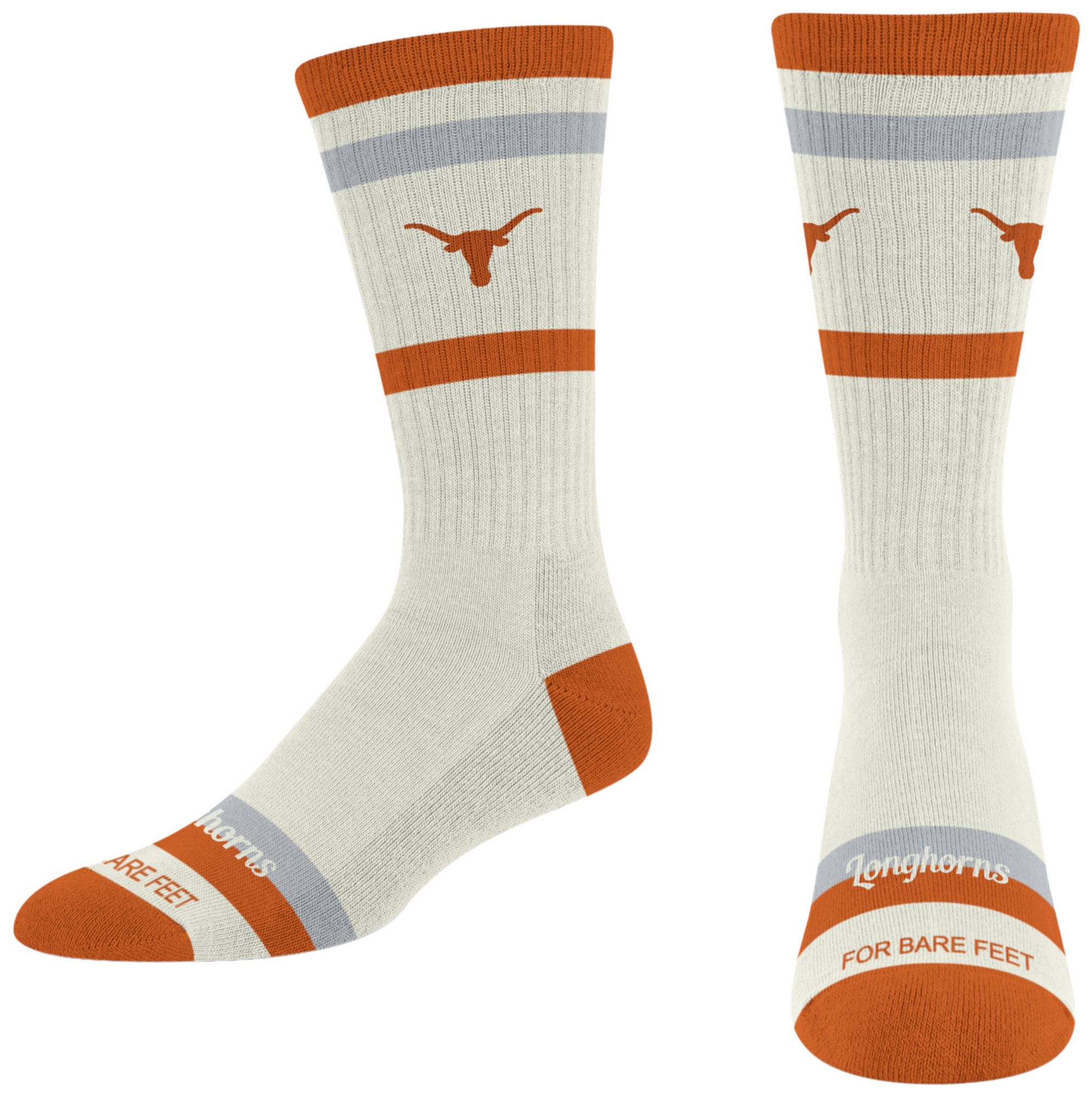 For Bare Feet Adult Texas Longhorns Striped Fame Socks