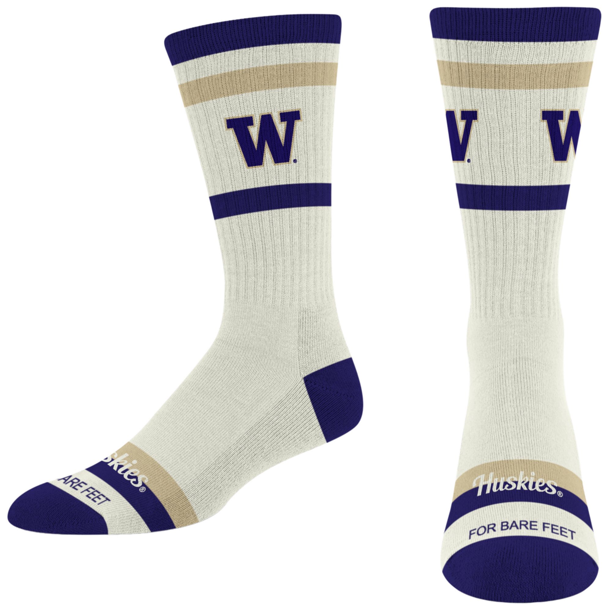For Bare Feet Adult Washington Huskies Striped Fame Socks
