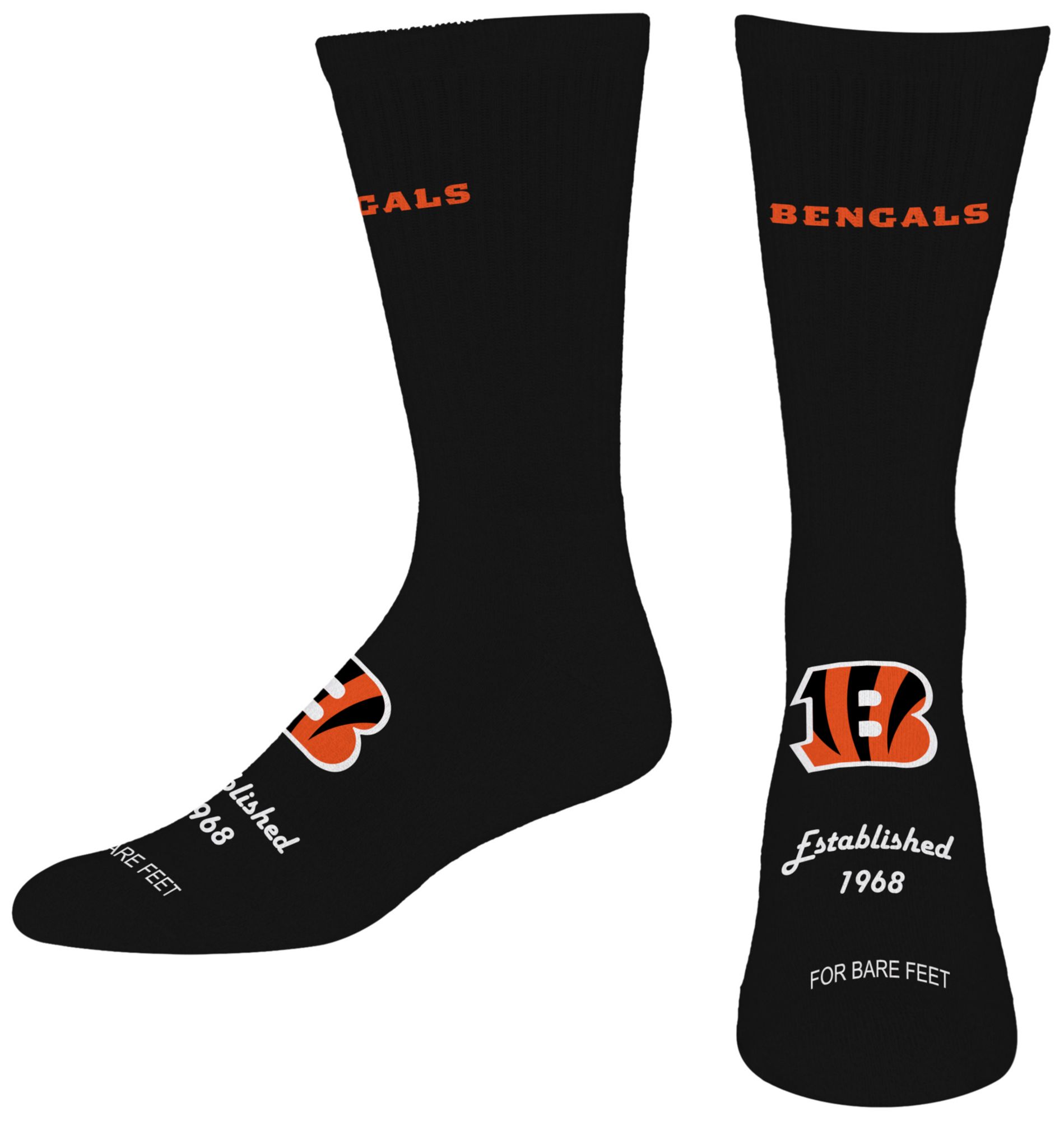 For Bare Feet Adult Cincinnati Bengals Established Socks