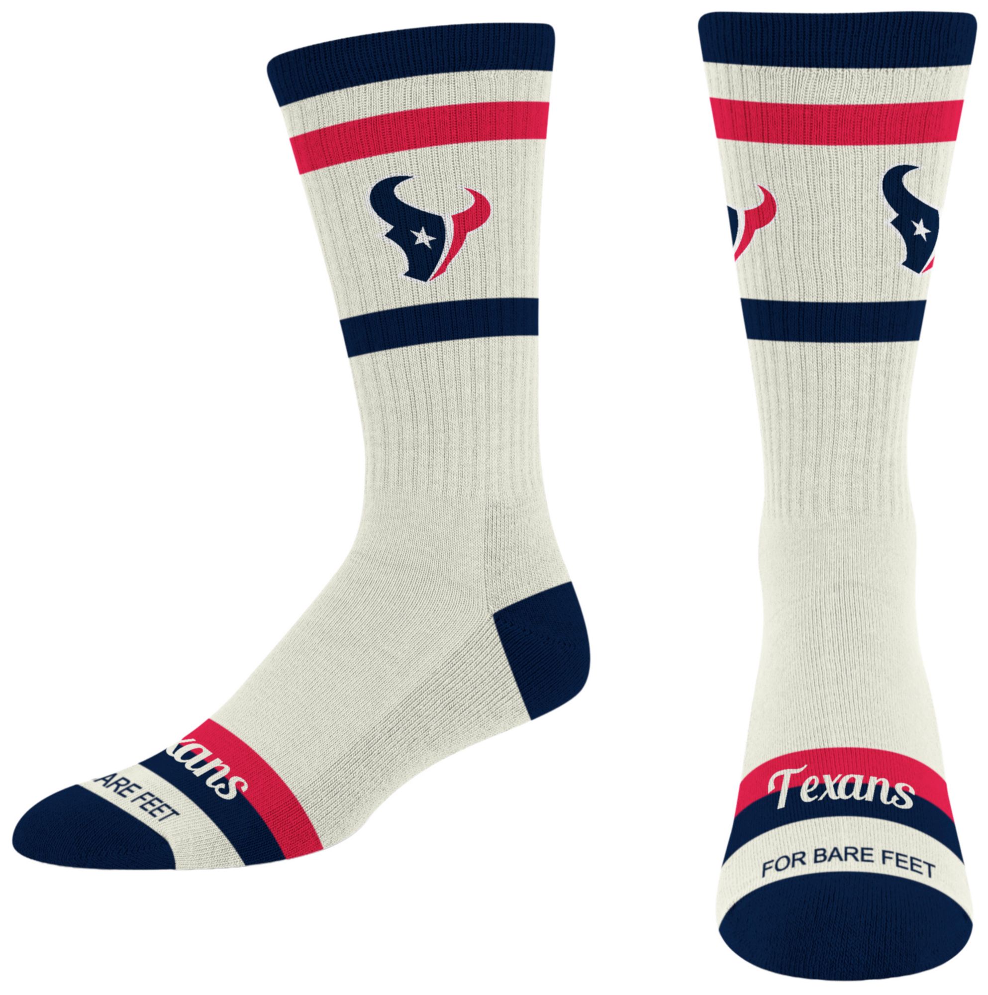 For Bare Feet Adult Houston Texans Striped Fame Socks