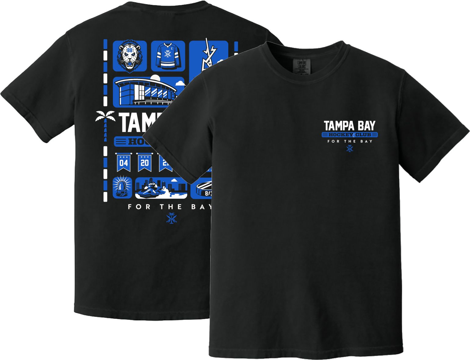 For the Bay Clothing Co. Men's Tampa Bay Hockey Grid T-Shirt, Small, Black
